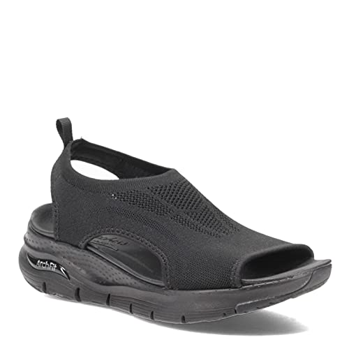 Skechers Arch Fit City Catch Mujer Sandali en Black Knit (40 EU) – comodidad con soporte