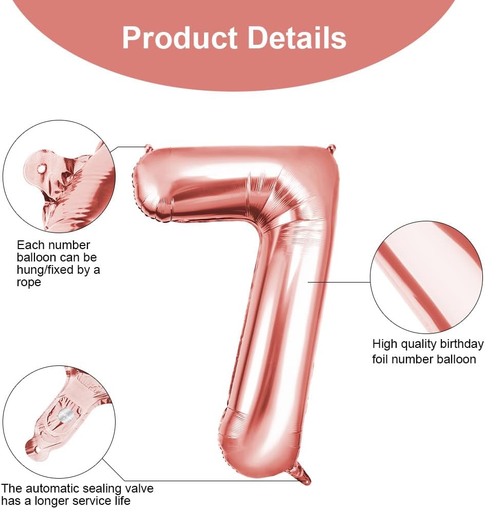 Thumbnail 3 de OFFCUP Ballon Chiffre 7 Or Rose 101 cm