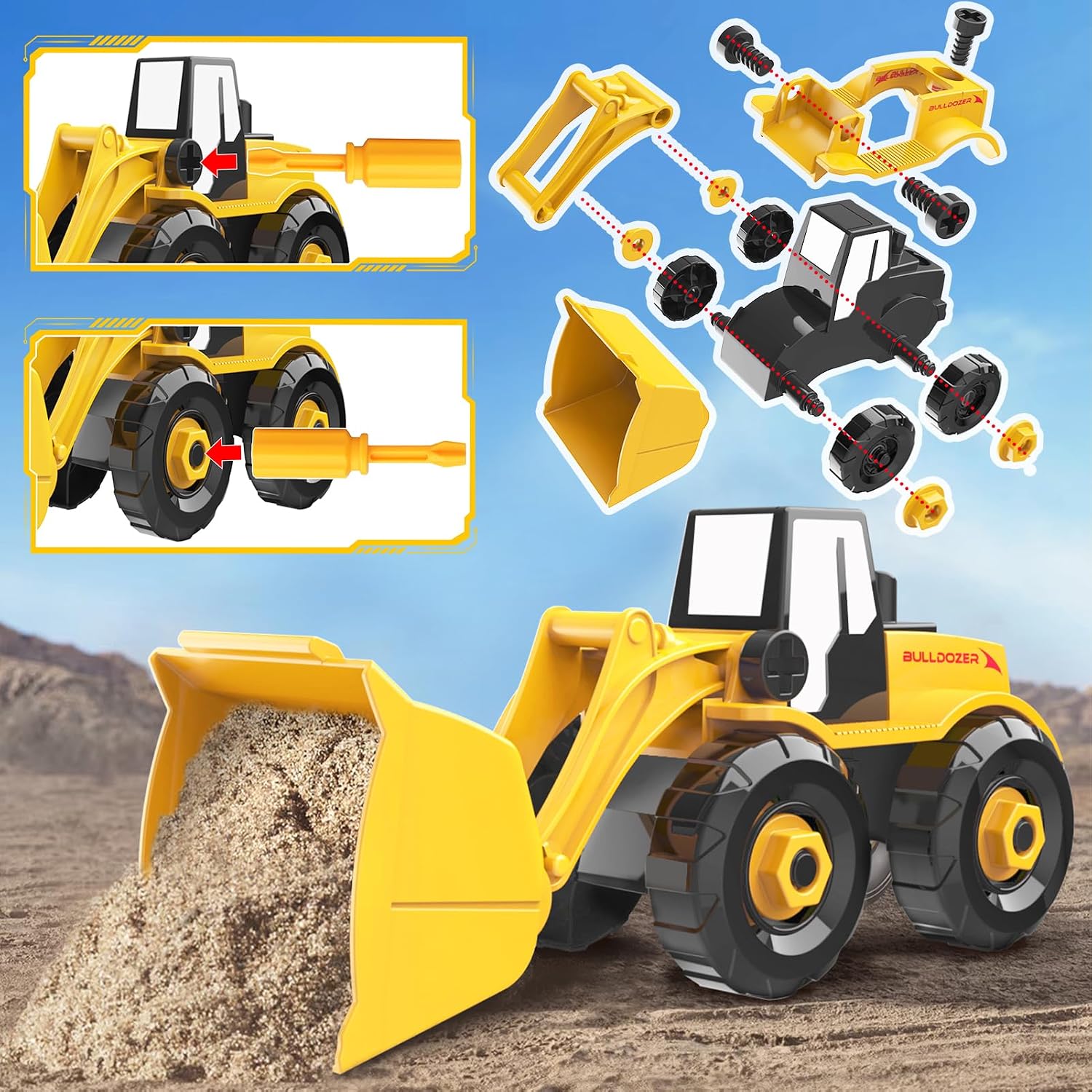 Detalle 2 de Vanplay 6 in 1 Take-Apart Construction Vehicles Set with Electric Drill & Storage Box (104 pcs)