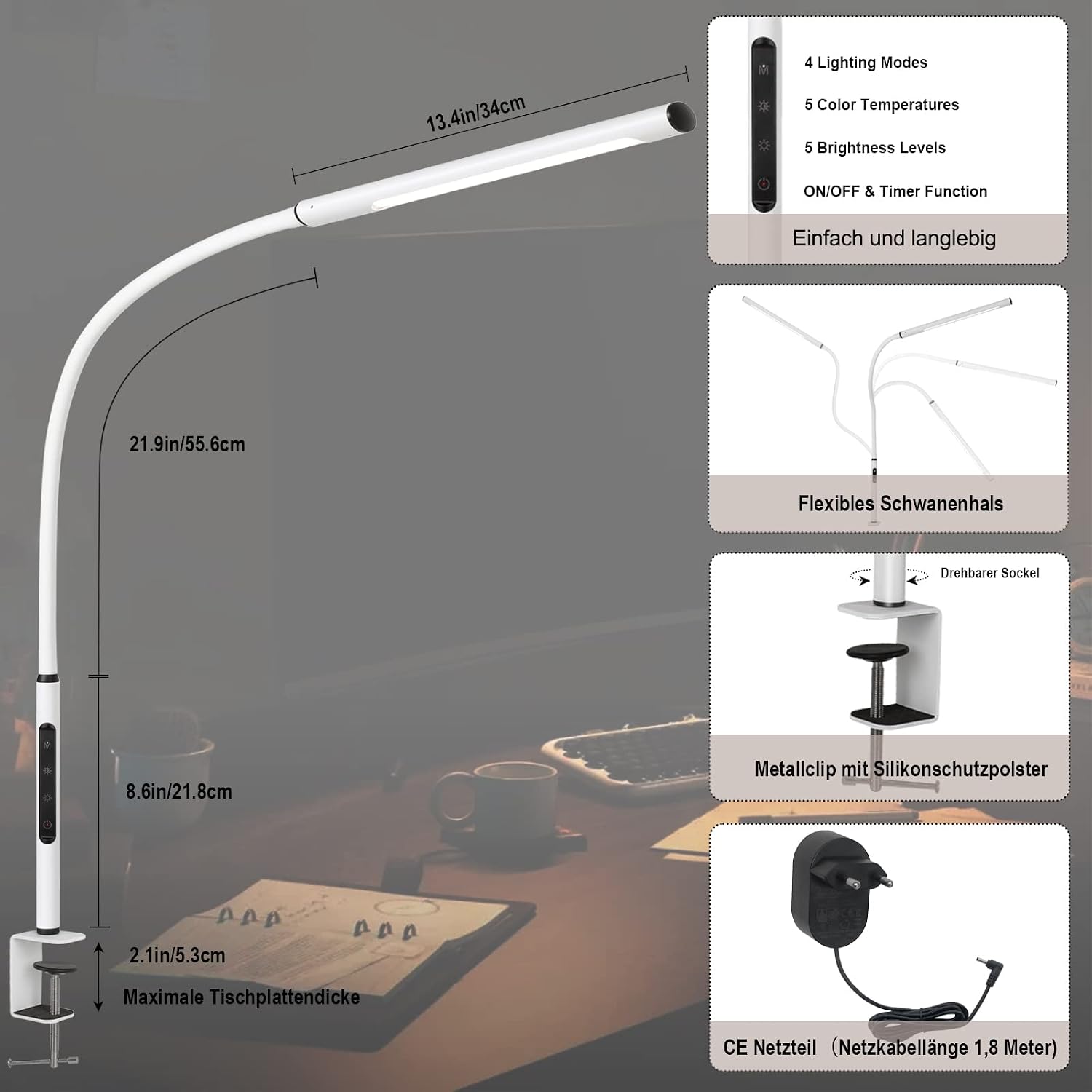 Thumbnail 6 de EYOCEAN LED Augenschutz Schreibtischlampe 12W