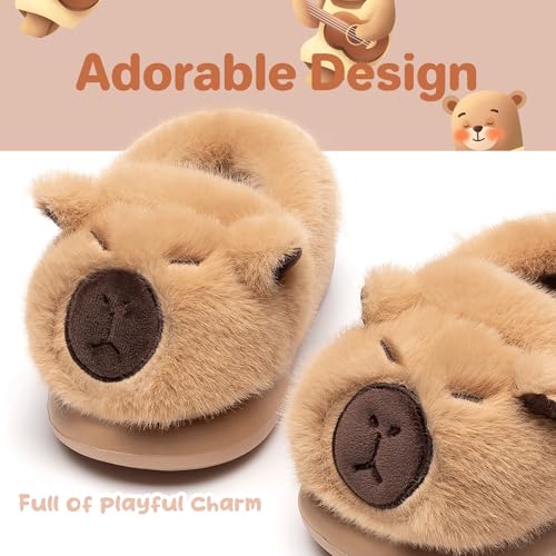 Detalle de DRECAGE Chaussons enfant Capybara kaki, taille 31 EU, en peluche antidérapante