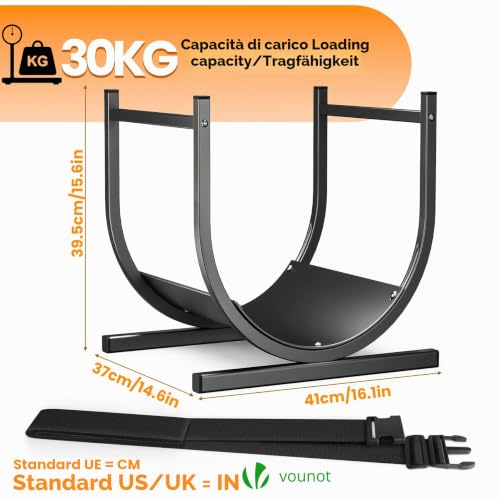 Detalle de VOUNOT Portalegna da Interno a Forma di U con Cinghia di Sicurezza – 41x37x39,5 cm, Nero