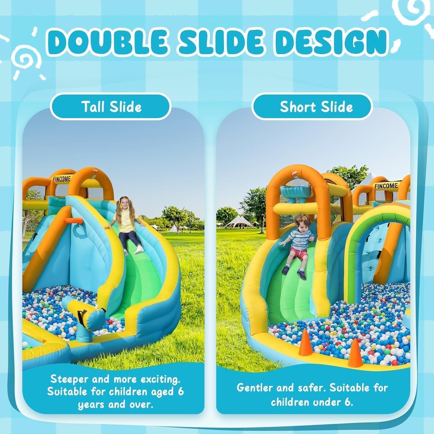 Thumbnail 4 de FINCOME Inflatable Water Slide: Dual-Slide Bounce House for Backyard Fun