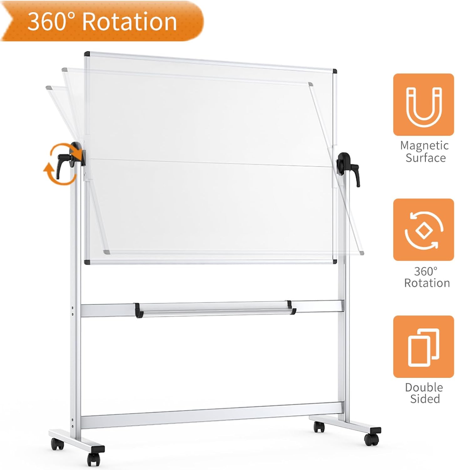 Thumbnail 3 de VIZ-PRO Double-Sided Mobile Whiteboard 120x90 cm