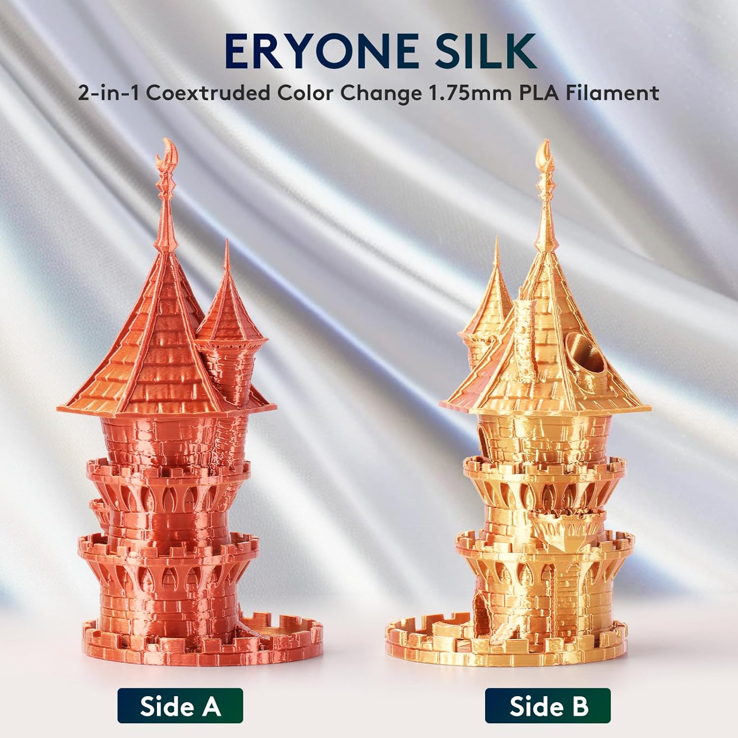 Thumbnail 2 de ERYONE Dual Two-Tone PLA Filament 1,75 mm – Silk Gold & RotKupfer, 1 kg Spule