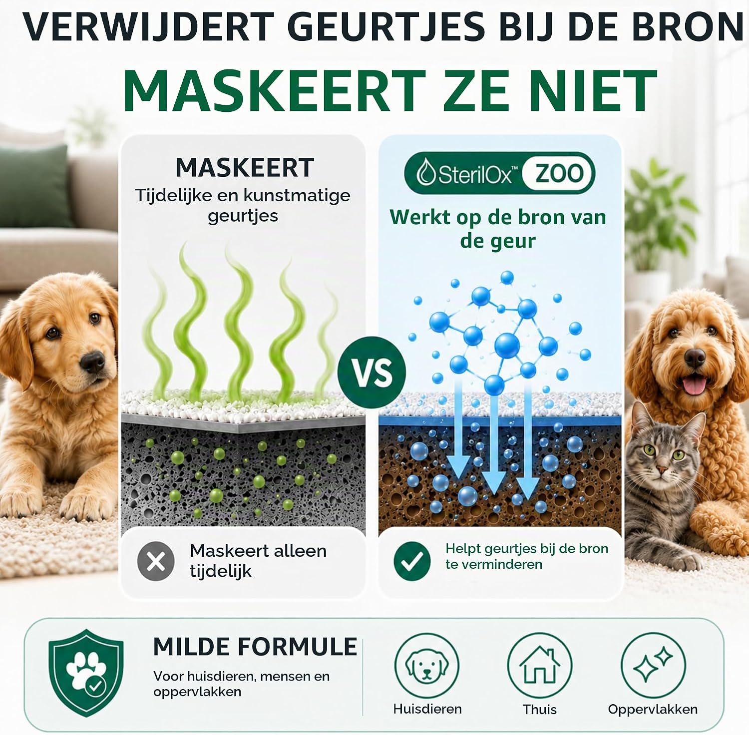 Detalle 1 de SterilOx Zoo geurverwijderaar voor honden en katten, zonder alcohol, 1 liter