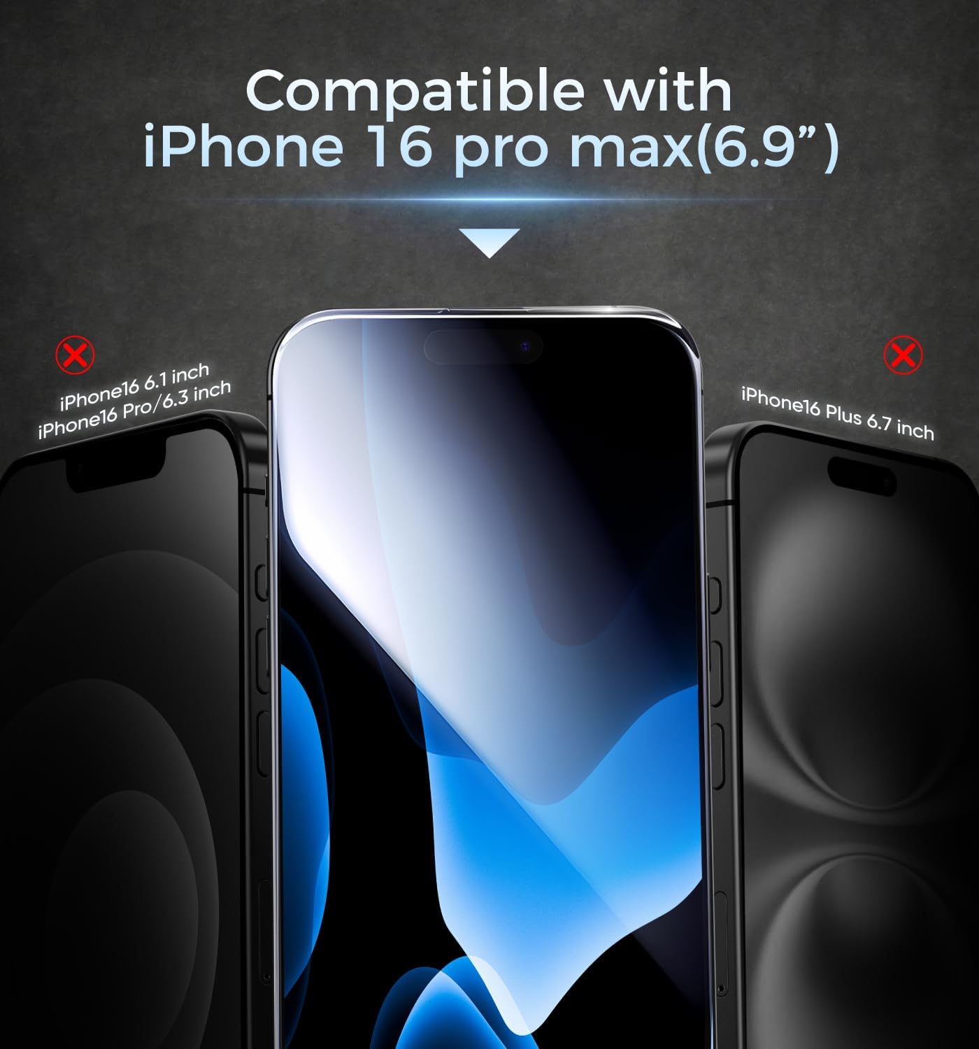 Detalle de Magic John 3rd Gen 6.9-inch iPhone 16 Pro Max Screen Protector (2 Pack) — HD Clear, Shatterproof Tempered Glass