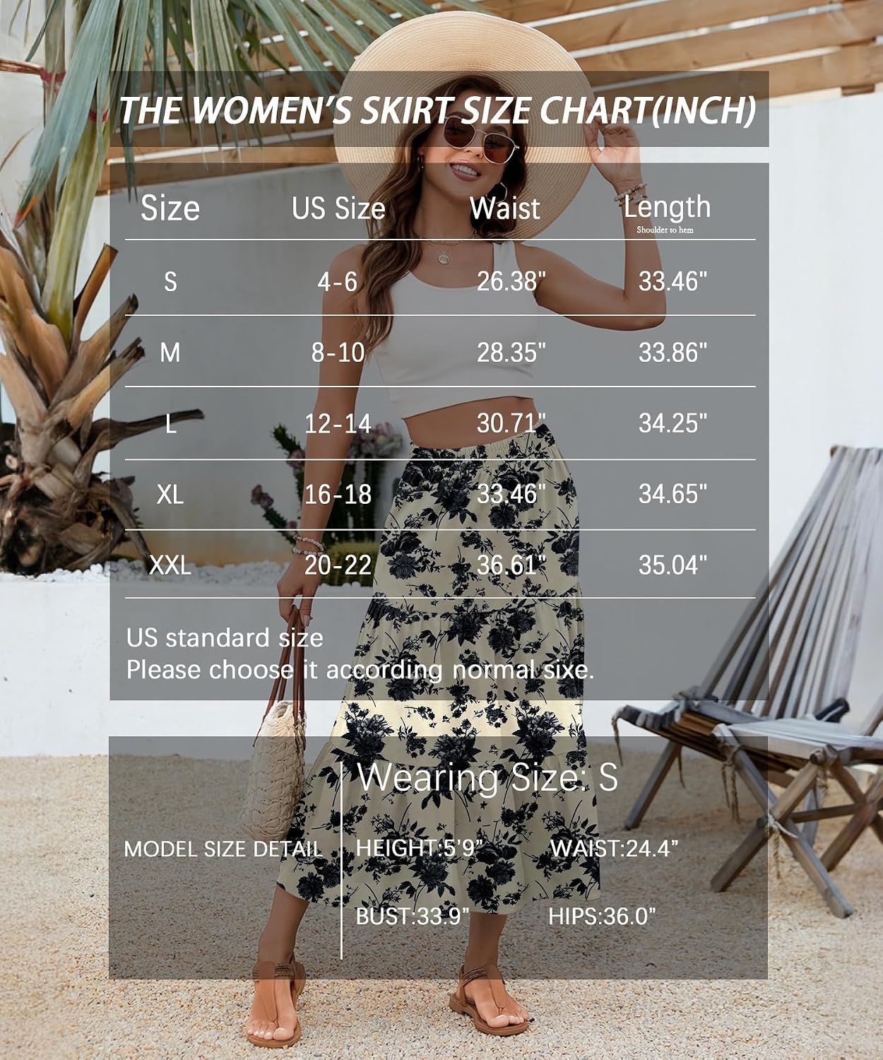 Detalle de YSYOKOW Women's Maxi Skirt Polyester