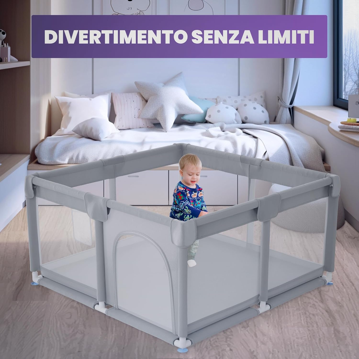 Thumbnail 6 de JUPPLIES Box Bambini 120×120 cm – Recinto Gioco per Neonato 6-24 Mesi