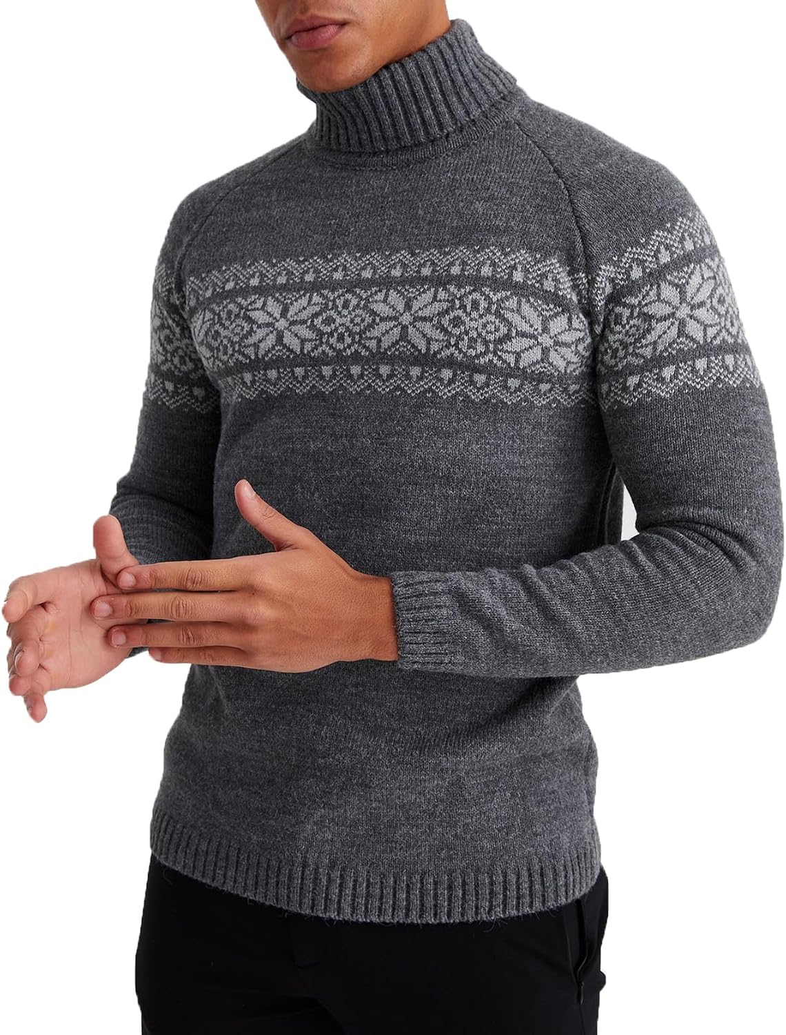 Thumbnail 6 de Leif Nelson pull à col roulé homme en tricot norvégien à motif d’hiver