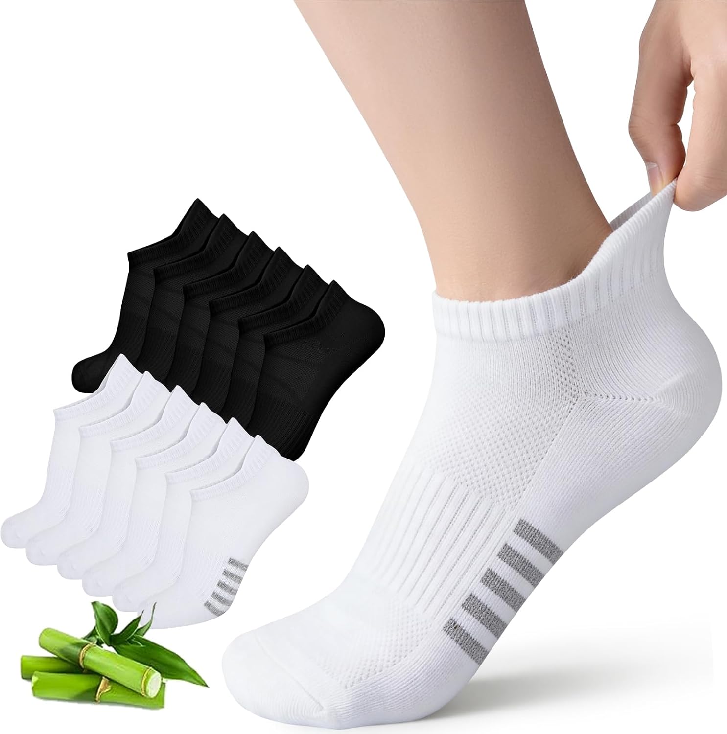 Detalle de Briyat Calzini donna in bambù corti, 6 paia traspiranti senza elastico per sport, running e palestra