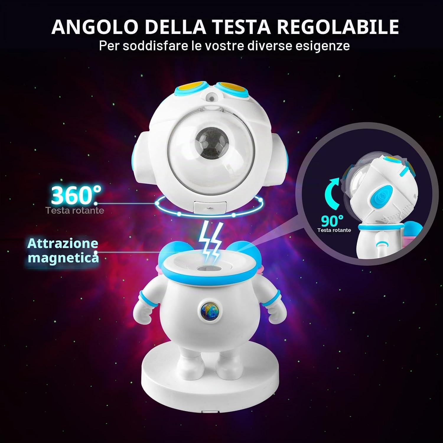 Detalle de Kangtaixin Astronauta Proiettore Cielo Stellato: luce notturna LED con controllo app e telecomando