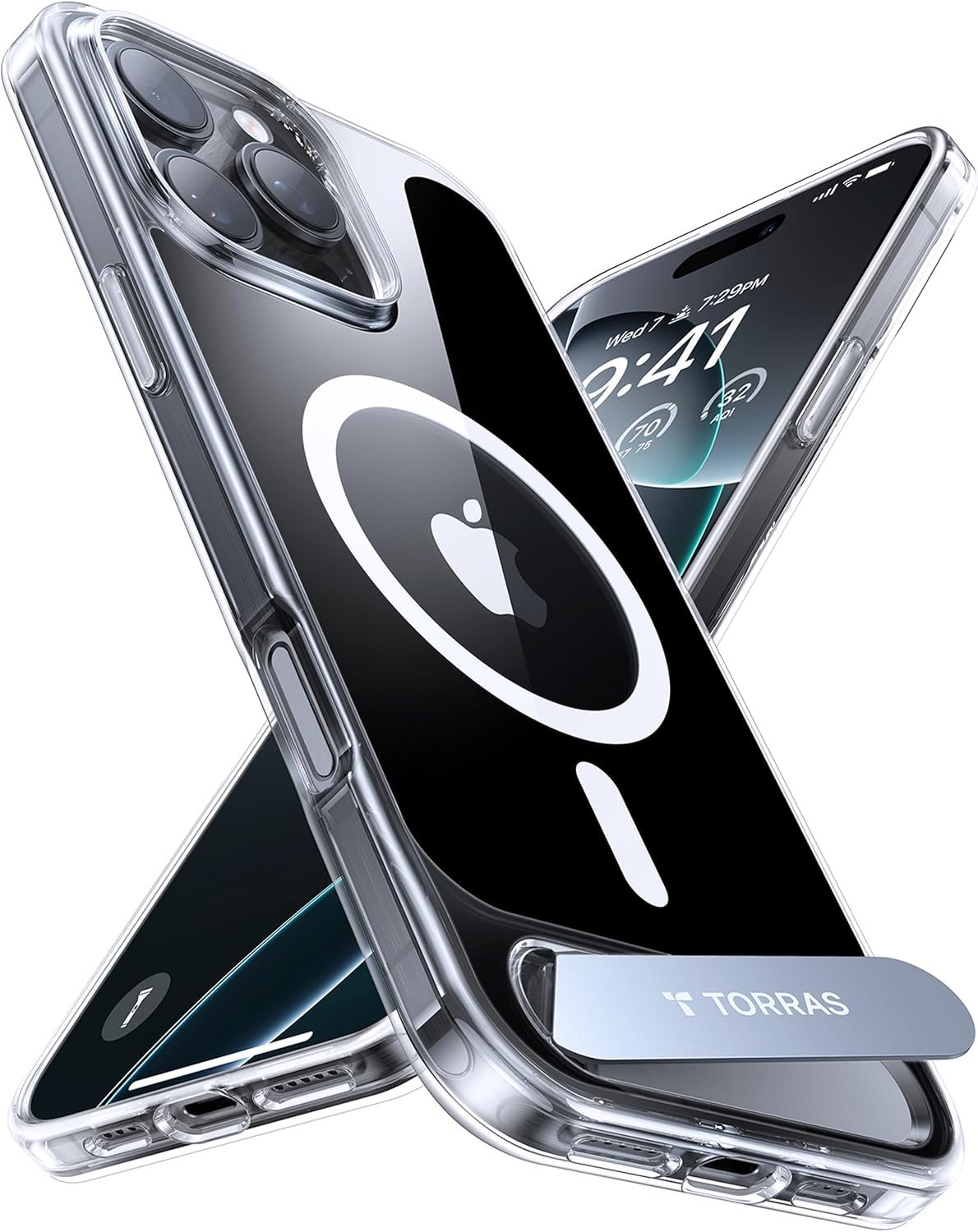 Thumbnail 6 de TORRAS iPhone 15 Pro Max Case Invisible Titanium Stand (Black) with 12ft military shockproof & N56 magnets