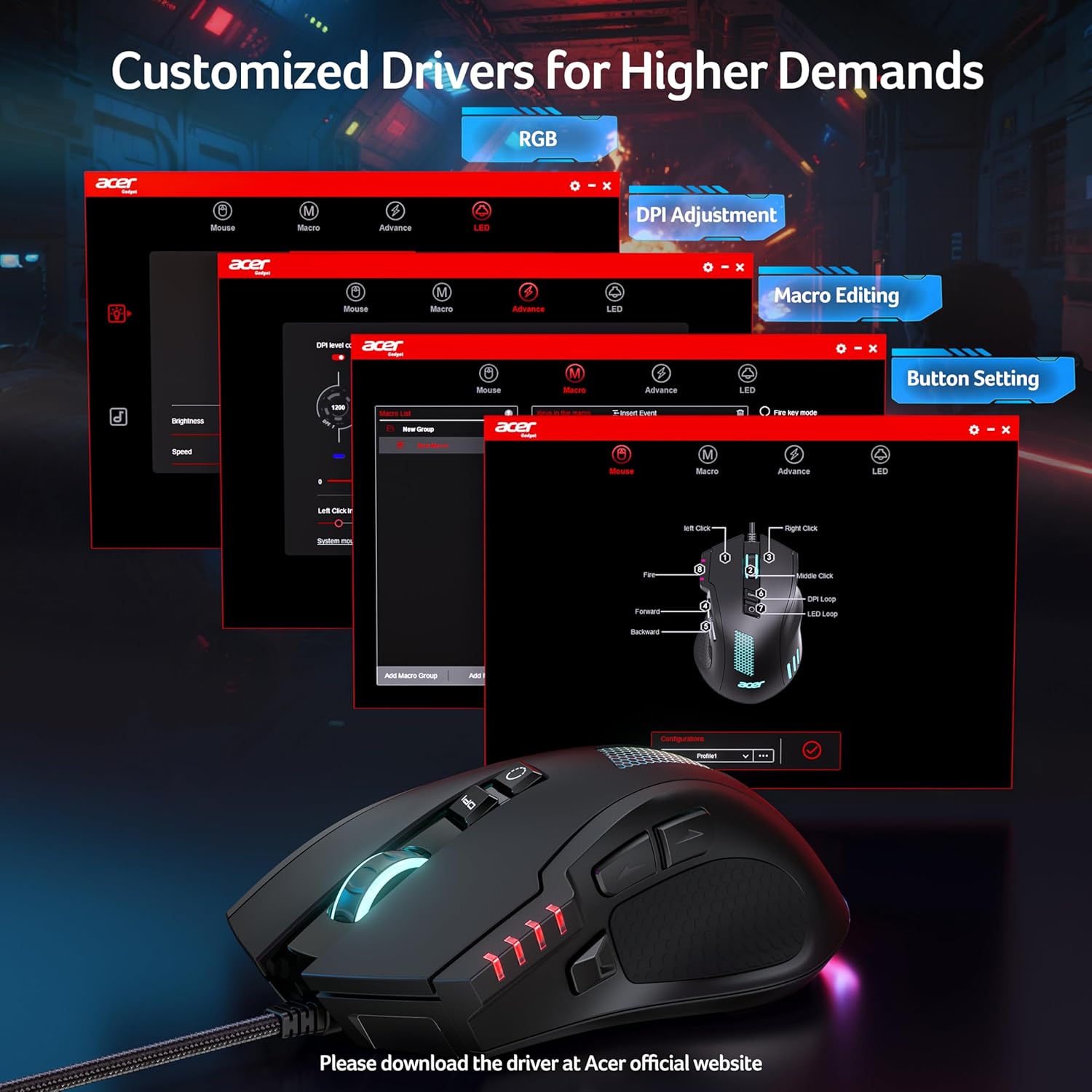 Thumbnail 5 de acer Wired Gaming Mouse 12800 DPI