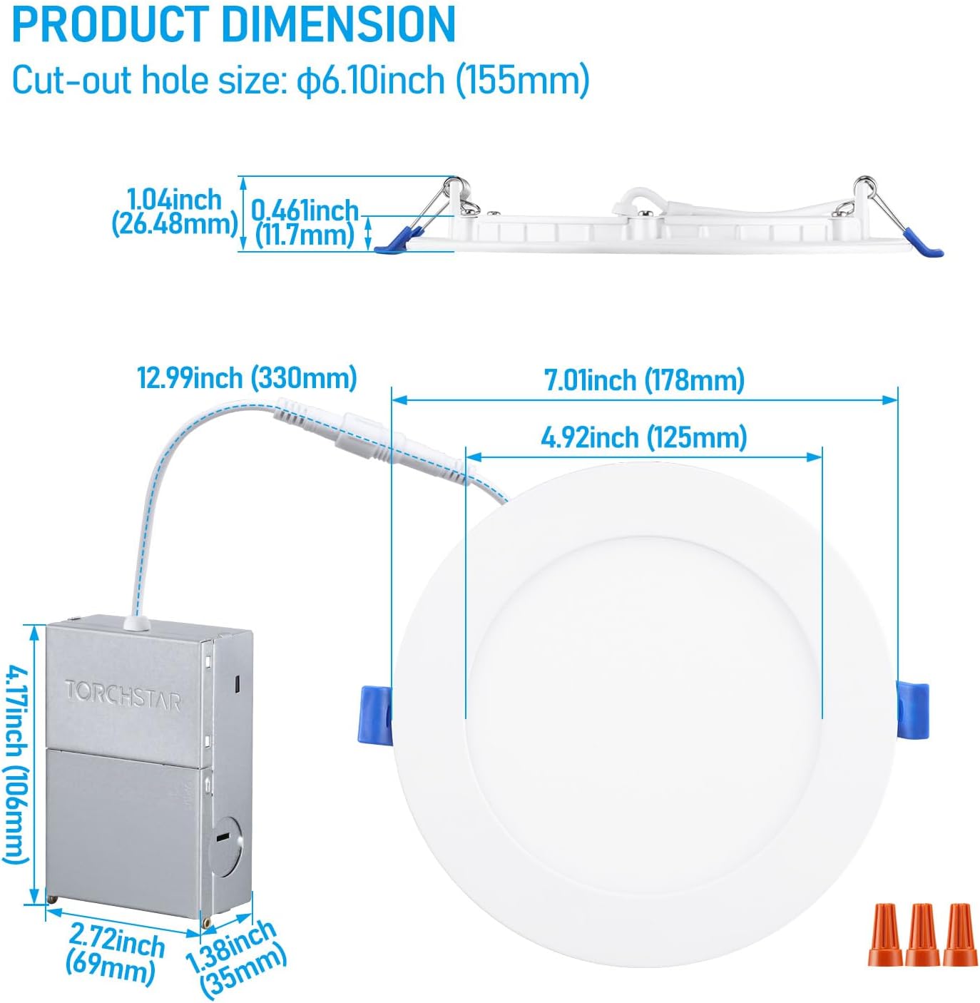 Thumbnail 5 de TORCHSTAR Basic Series 12-Pack 6-Inch Ultra-Thin LED Recessed Lights (CRI90, 5000K, IC-Rated)