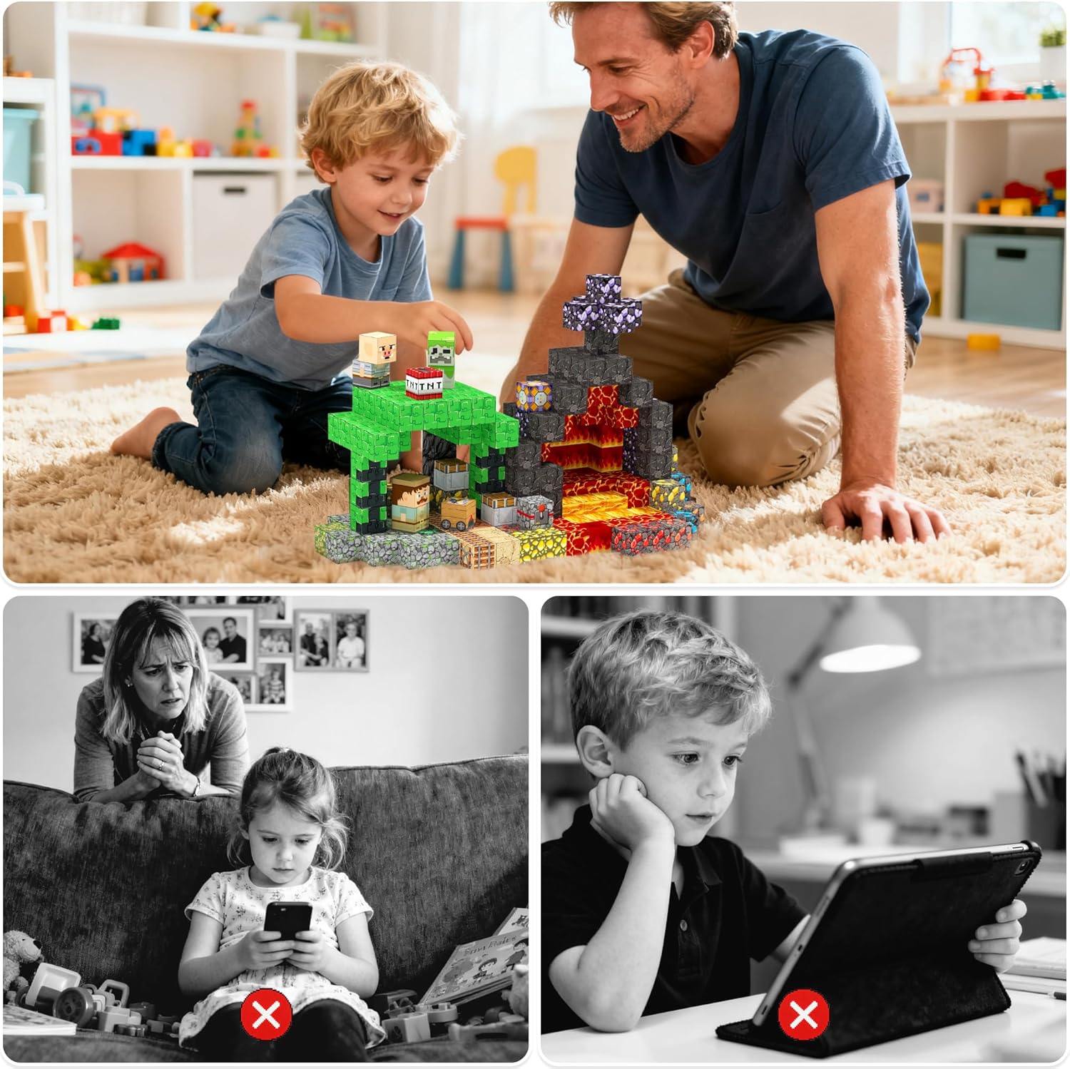 Thumbnail 3 de Laoren Magnetic Building Blocks 200-Piece STEM Magnet Cubes Set (Ages 4–12)