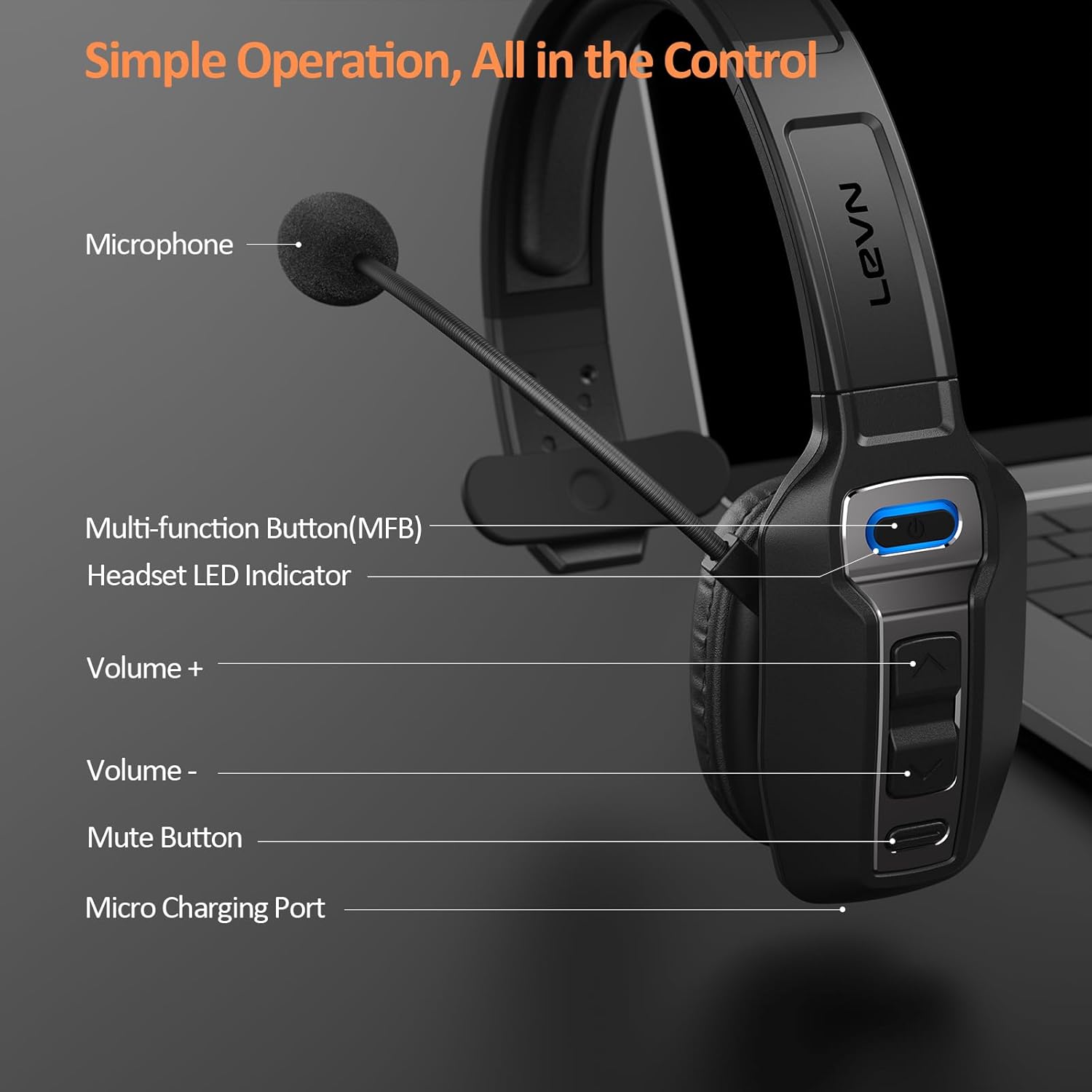 Thumbnail 5 de LEVN Bluetooth Headset 60h