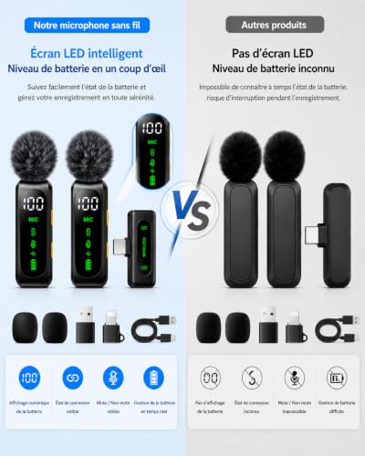 Thumbnail 6 de CKOKC Micro Cravate Sans Fil Mini à Condensateur pour iPhone, Android et PC – Son clair, réduction du bruit et autonomie réelle