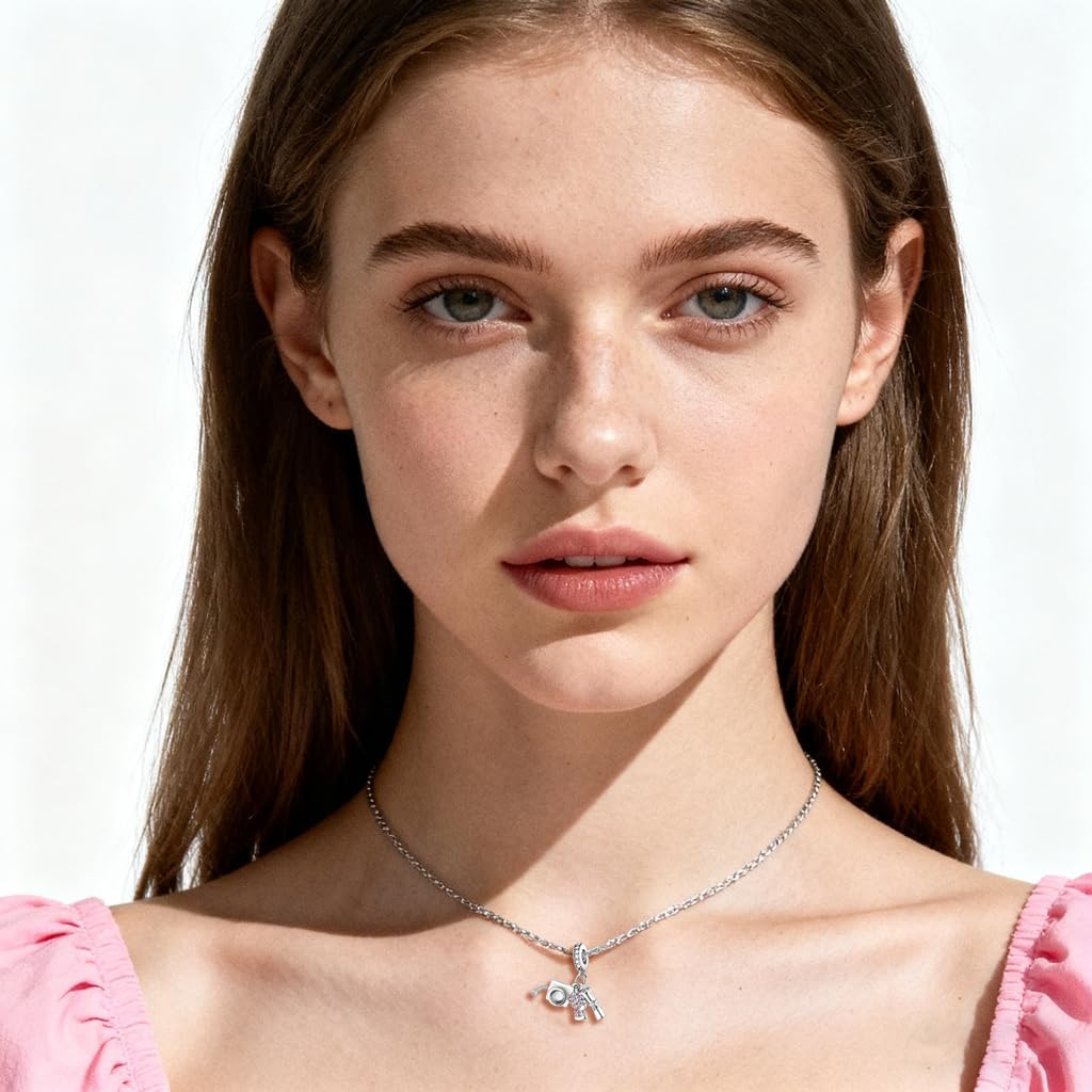Detalle de LMLMECREA Charms Anhänger aus 925 Sterling Silber – schlichter Charm für europäische Armbänder