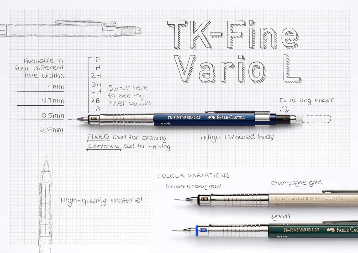 Thumbnail 3 de Faber-Castell TK-Fine Vario L 0,5mm - Portaminas Índigo ✏