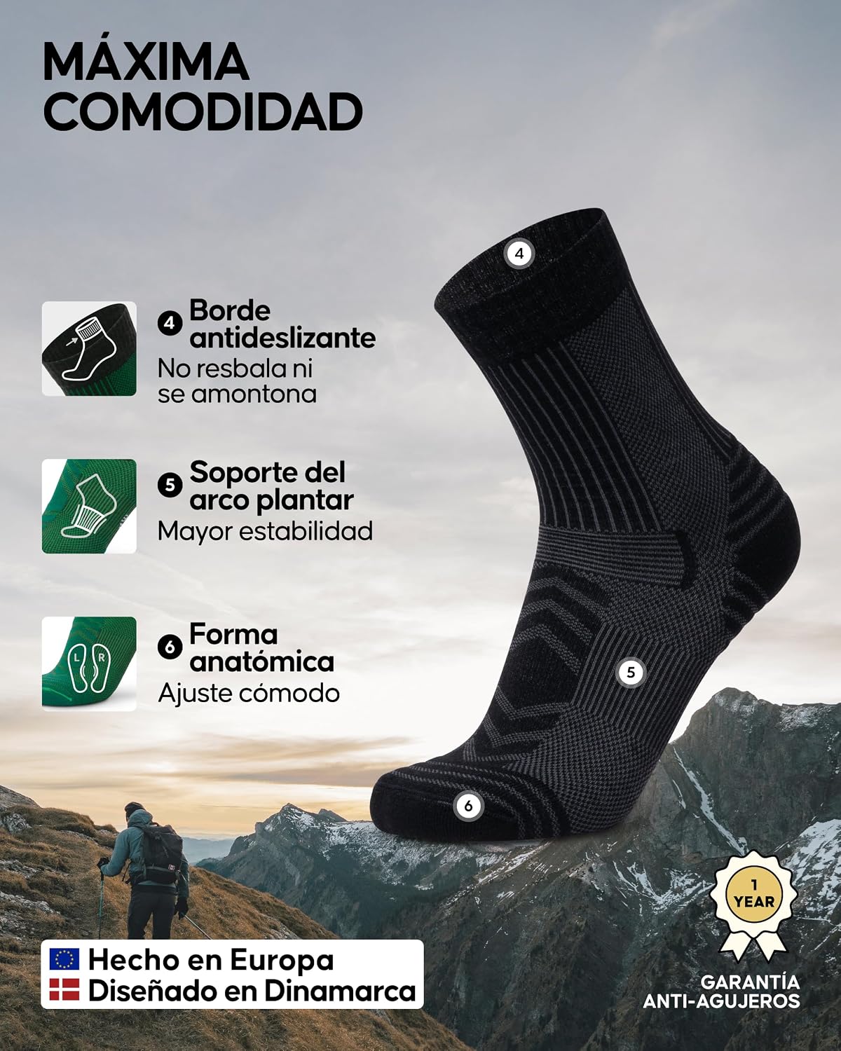 Detalle de DANISH ENDURANCE Calcetines merino 3/5 pack