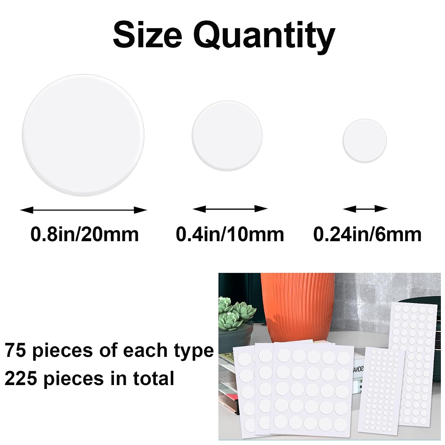 Detalle 2 de JANYUN 225-Piece Double-Sided Sticky Dots, Clear Acrylic, Reusable