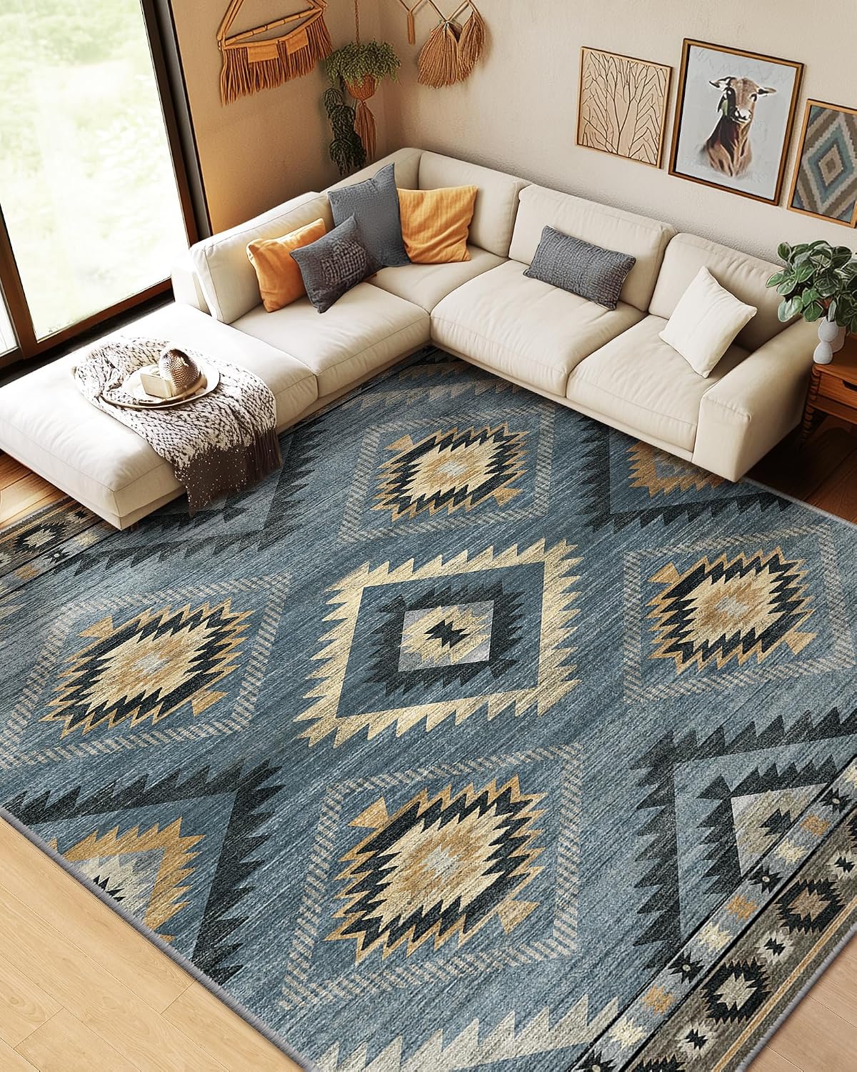 Thumbnail 6 de BESTSWEETIE 5x7 Area Rug Navy/Grey 🏡
