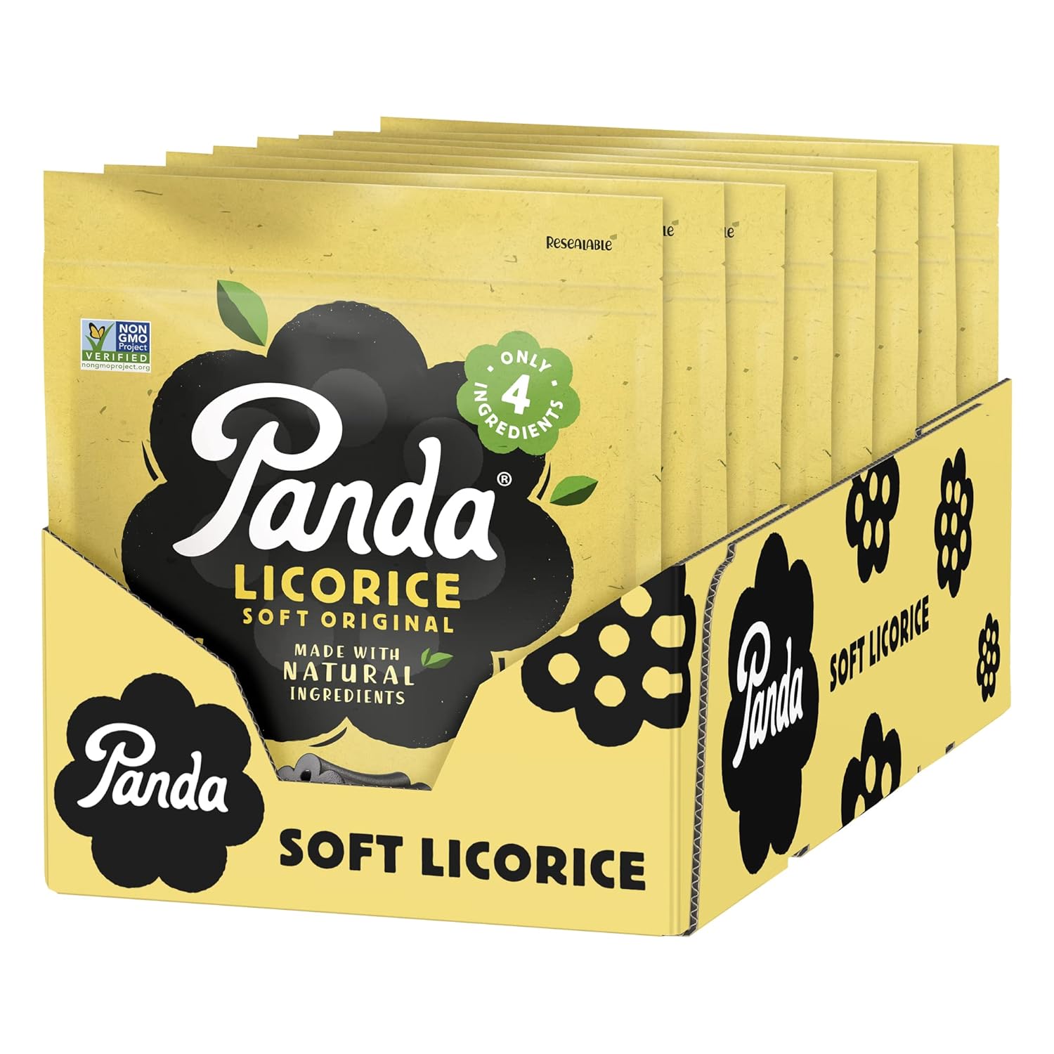 Detalle de Panda Natural Soft Original Licorice, Black Licorice Candy, 8 Resealable Bags