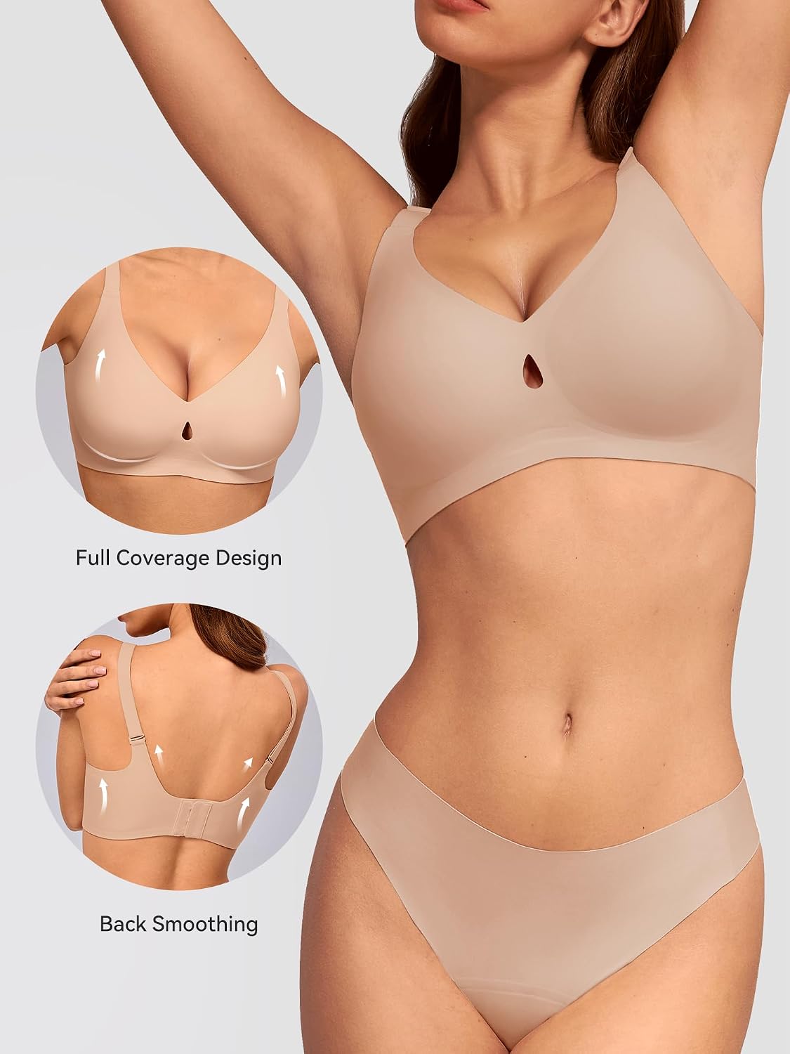 Detalle de LUCKMEEY No Underwire Wireless Bras for Women – Seamless Full Coverage Push Up Bralette