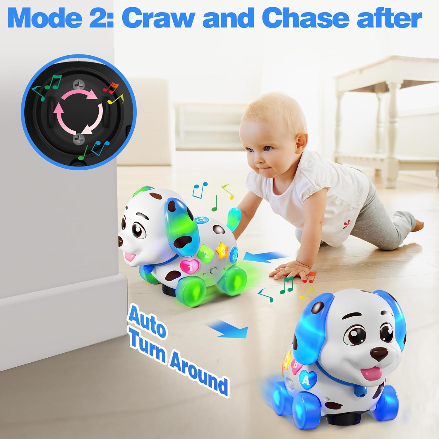 Thumbnail 3 de Musical Puppy Toys 3-in-1 for 1 Year Old: Crawling & Walking Baby Toy (Blue)
