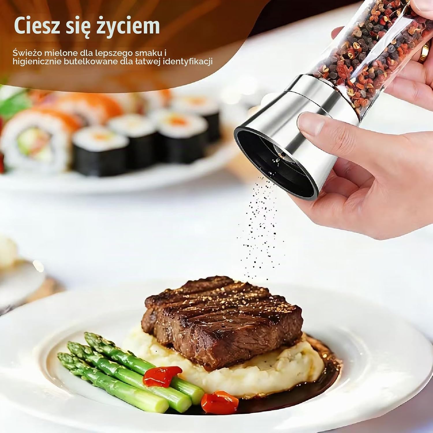 Detalle de CUESVAP VP-YMQ24 – zestaw 2 młynków do soli i pieprzu z regulacją mielenia