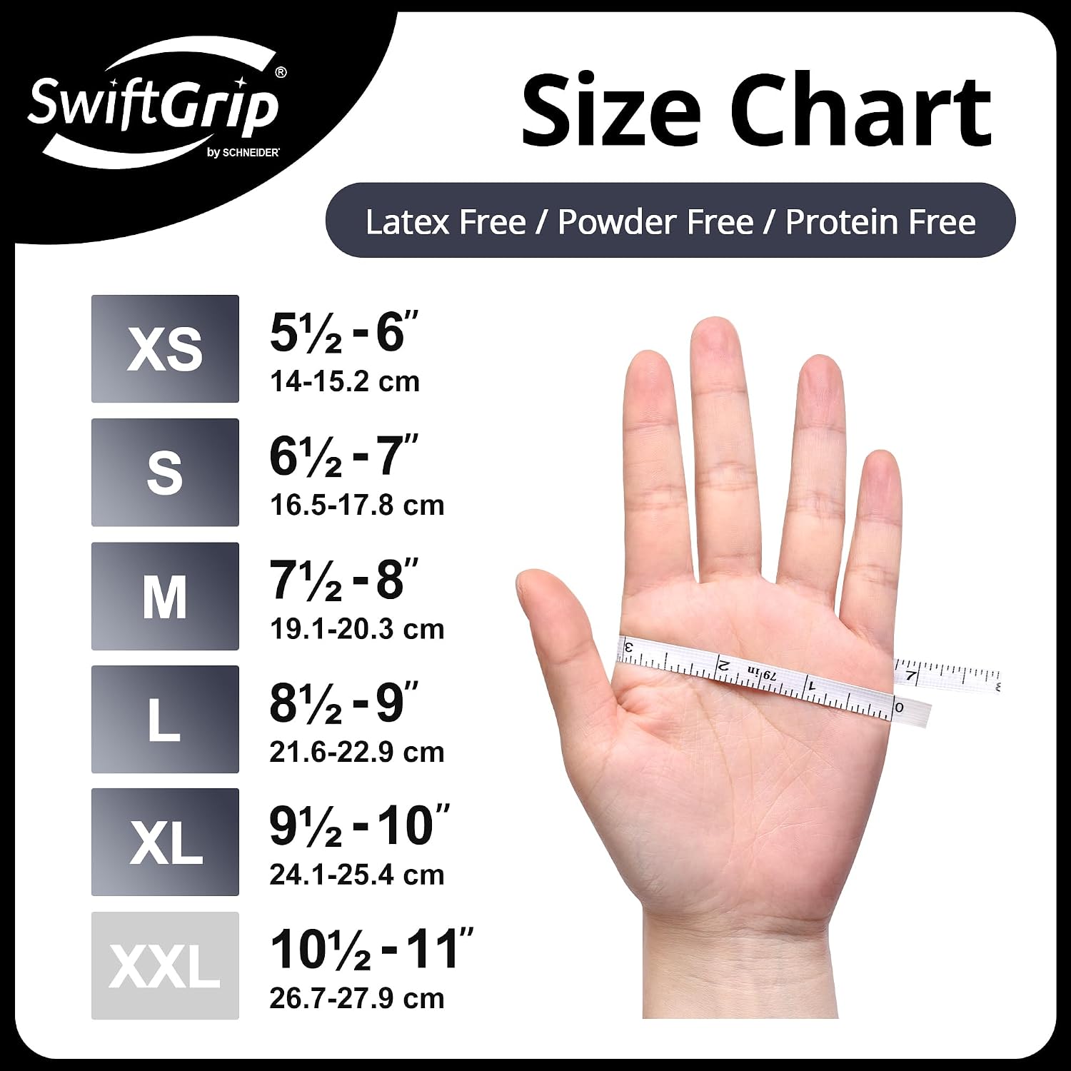 Thumbnail 6 de SwiftGrip Disposable Nitrile Exam Gloves, Black, Latex-Free, Textured Fingers