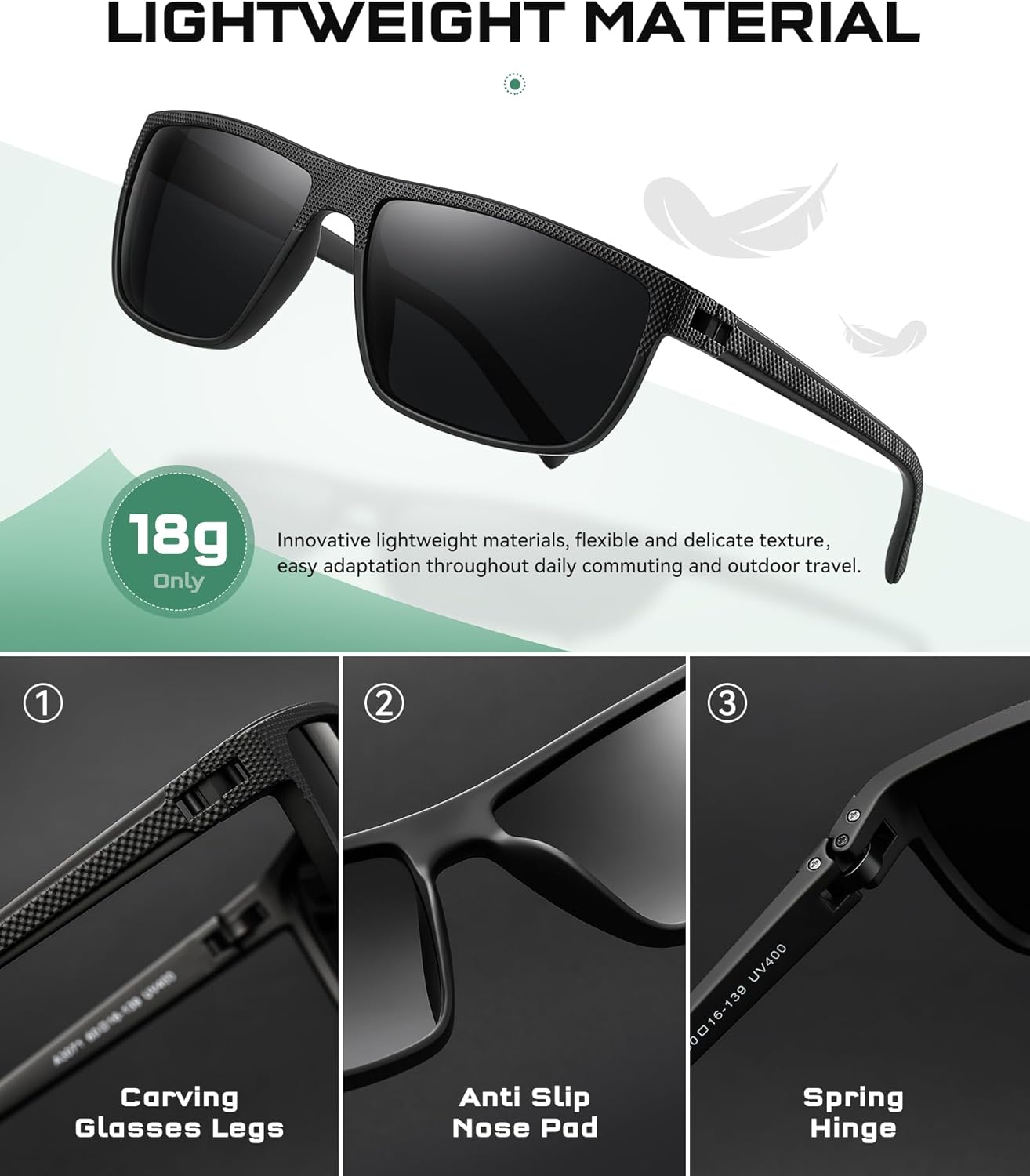 Thumbnail 5 de Perfectmiaoxuan Polarisierte Sonnenbrille mit TR90-Vintage-Design (HD Pilotobjektive) für Herren & Damen