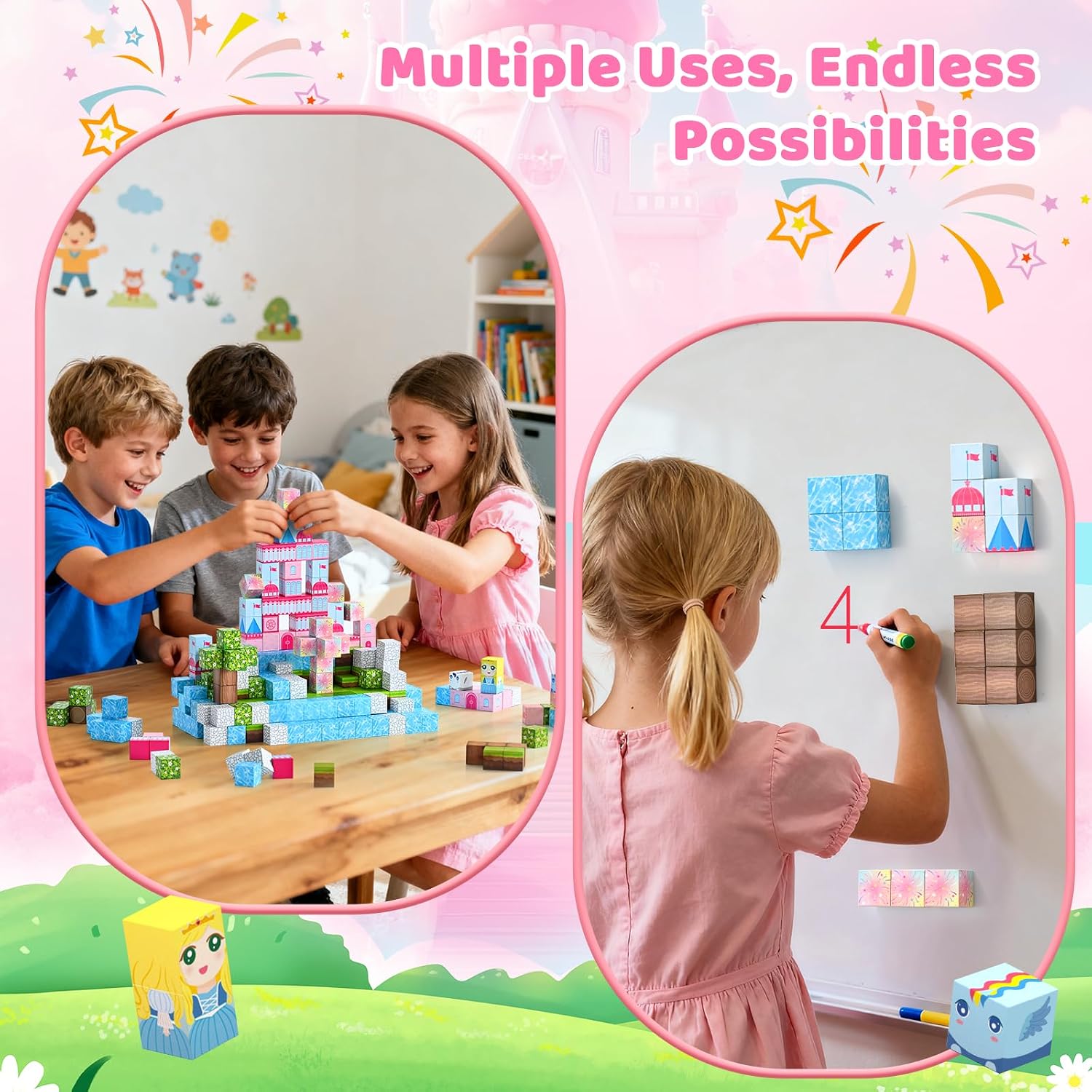 Detalle de PINKCAT 200pcs magnetic blocks set for kids 🧩