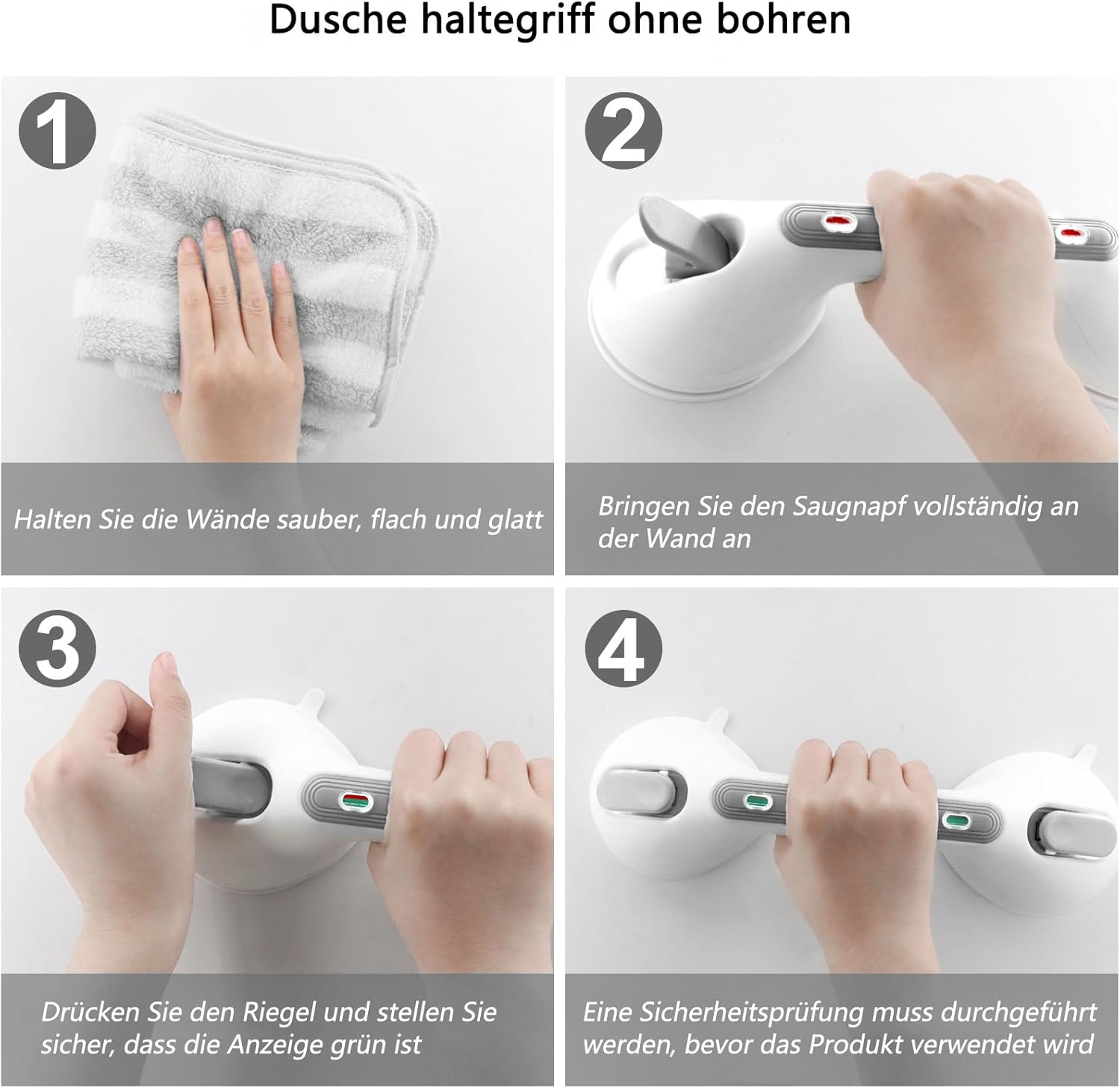 Thumbnail 4 de Newthinking Haltegriff mit Saugnapf – 30 cm, 2 Stücke für Dusche und Bad