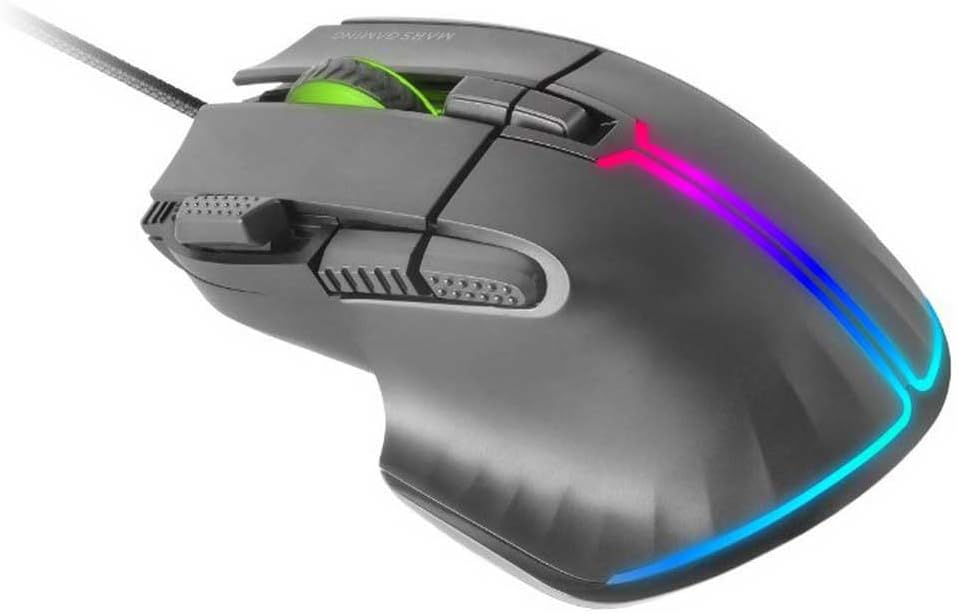 Detalle 2 de Mars Gaming MM-XT: Mouse da gaming RGB ergonómico con 9 pulsanti configurabili e sensore 12800 DPI