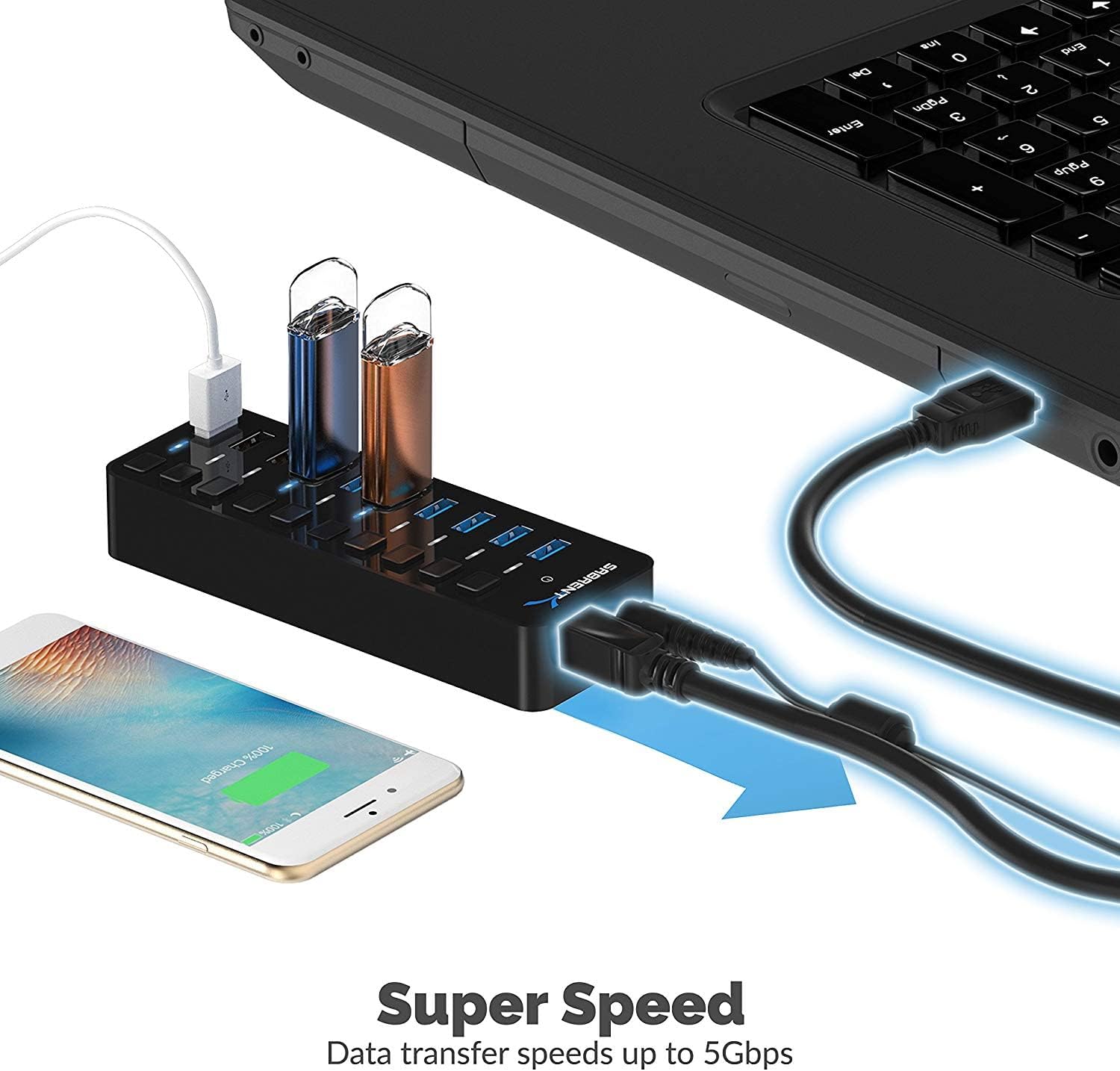 Thumbnail 4 de SABRENT HB-B7C3 10-port USB hub 60W