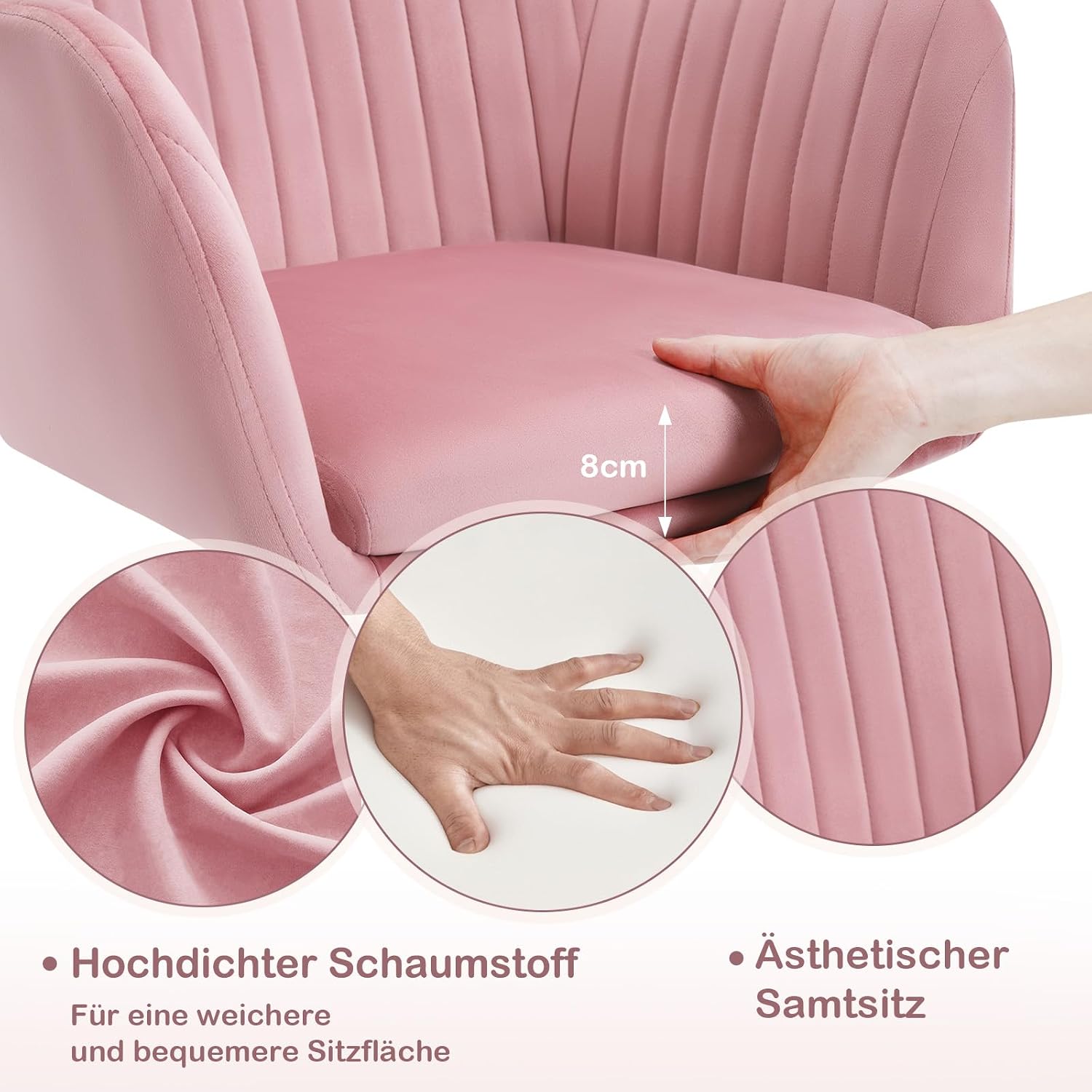 Detalle de WOLTU Schreibtischstuhl ergonomisch Rosa