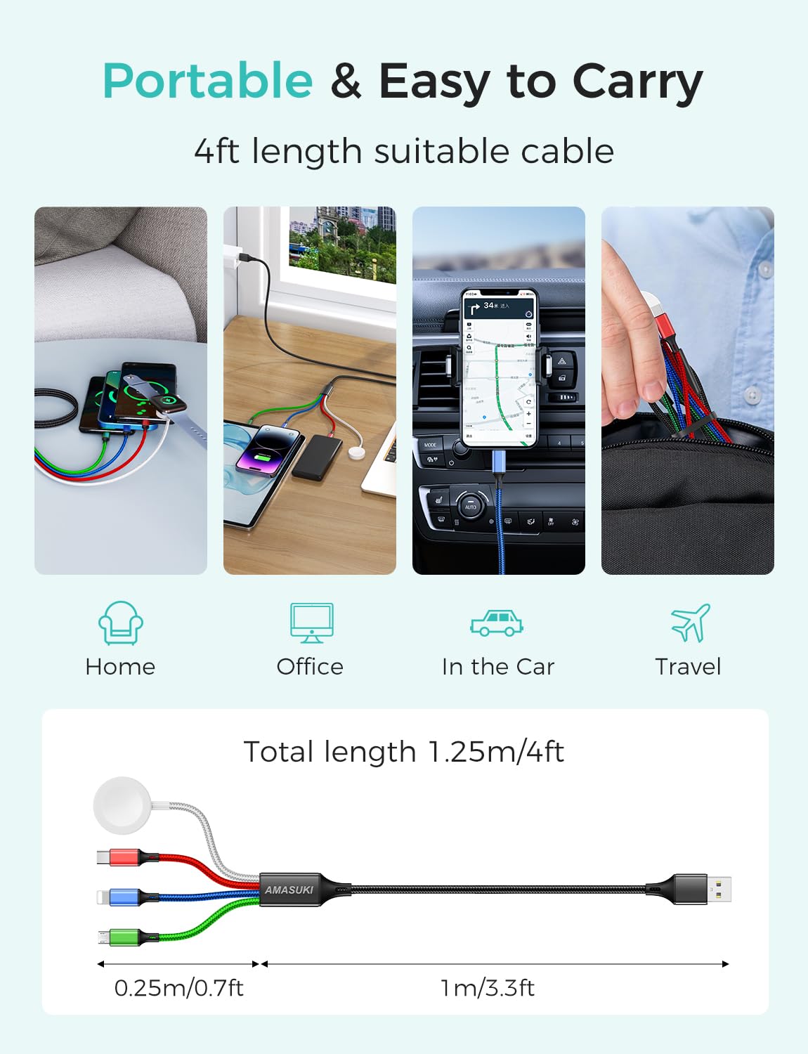 Thumbnail 6 de Upgraded Multi Charger for Apple Watch 4ft cable