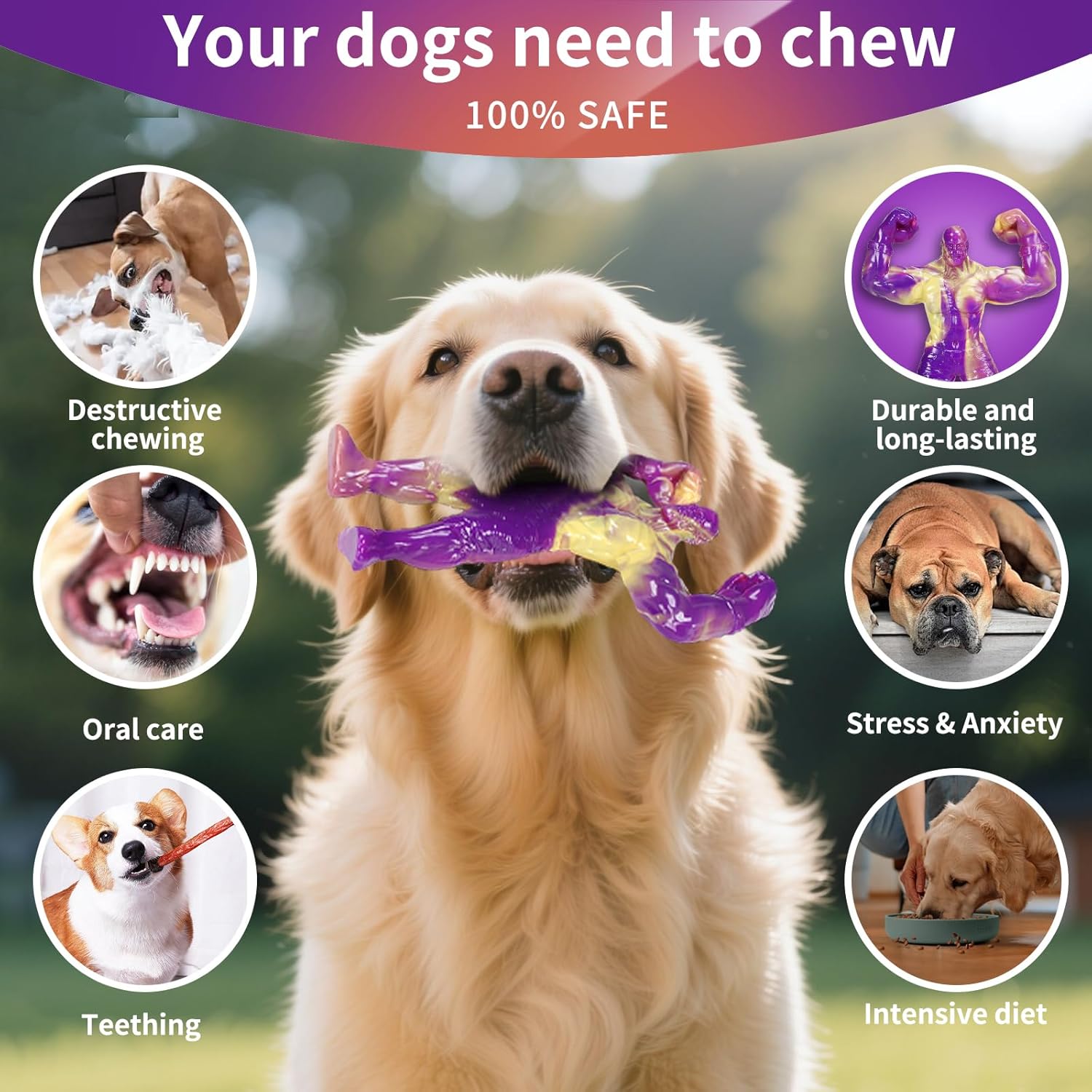 Detalle 2 de Herspany Indestructible Dog Chew Toy 2Pcs – Beef-Flavoured Nylon for Aggressive Chewers (Small, Medium, Large Dogs)