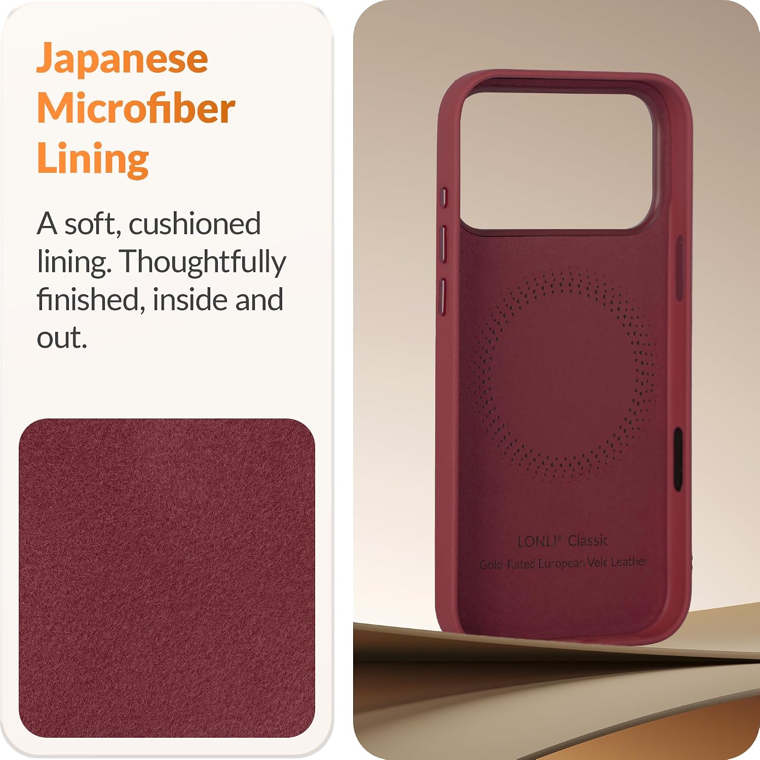 Thumbnail 6 de LONLI C-RED-18PM Classic Leather Case for iPhone 18 Pro Max, Red, MagSafe