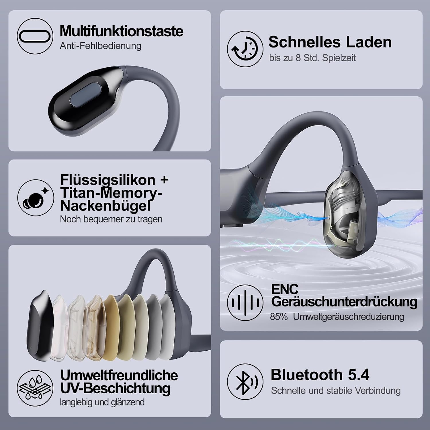 Thumbnail 6 de Knochenschall Bluetooth 6.0 Kopfhörer IPX8 ⚡