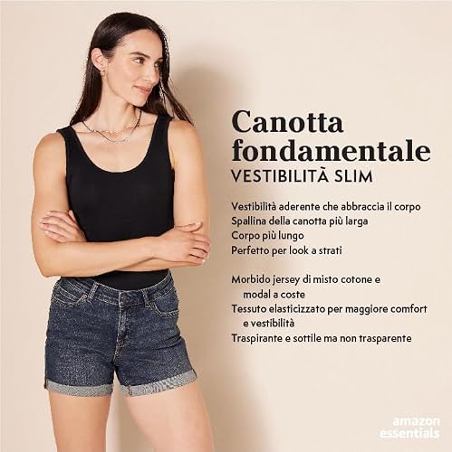 Detalle de Amazon Essentials 2-pack Tank da Donna in Cotone Modal a Costine – Rosa/Grigio chiaro, XX-L
