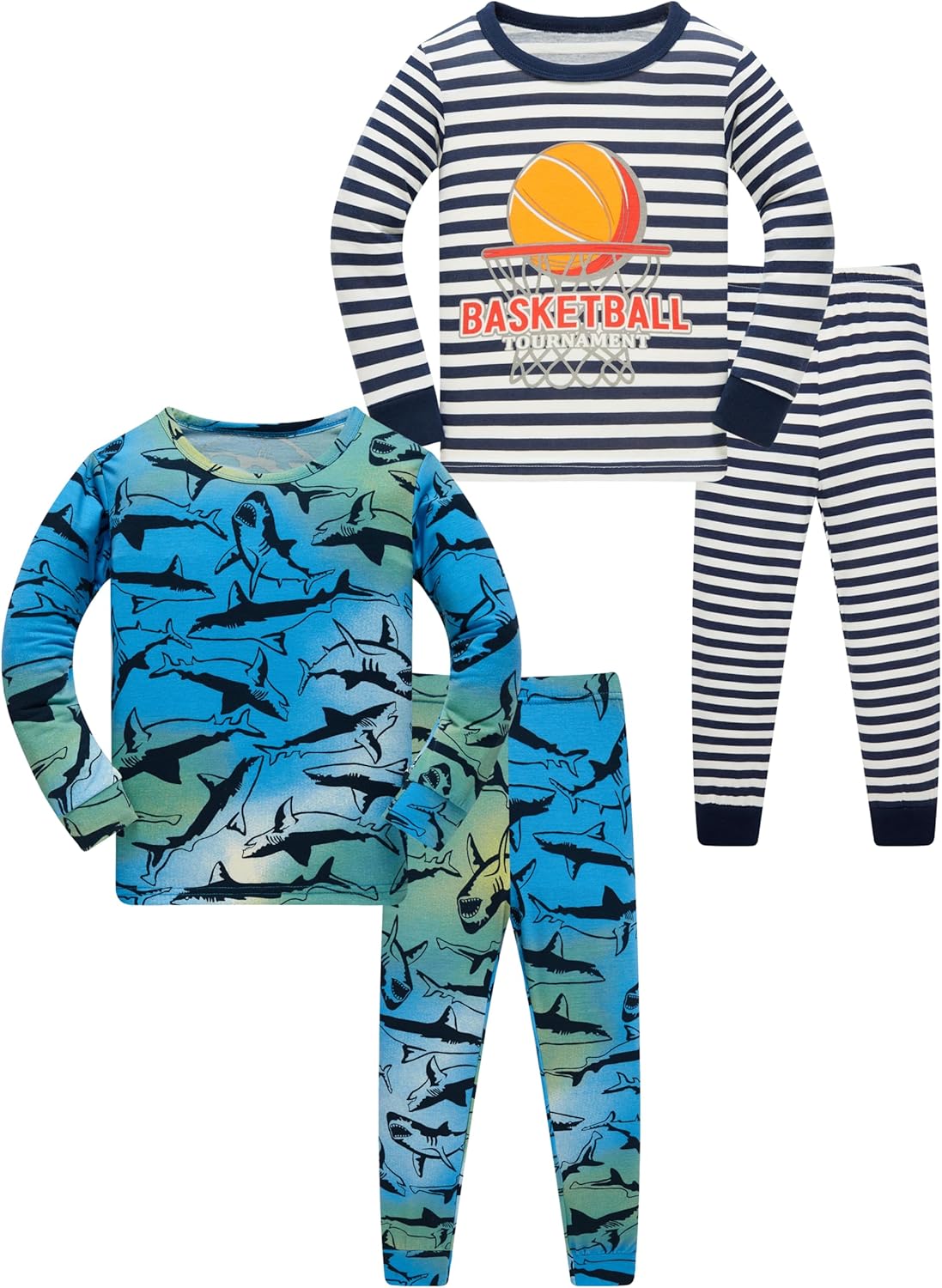 Detalle de SOIBEEN Children Pyjama Set Long Sleeve T-Shirts & Shorts – Striped Nightwear (1–10 Years)