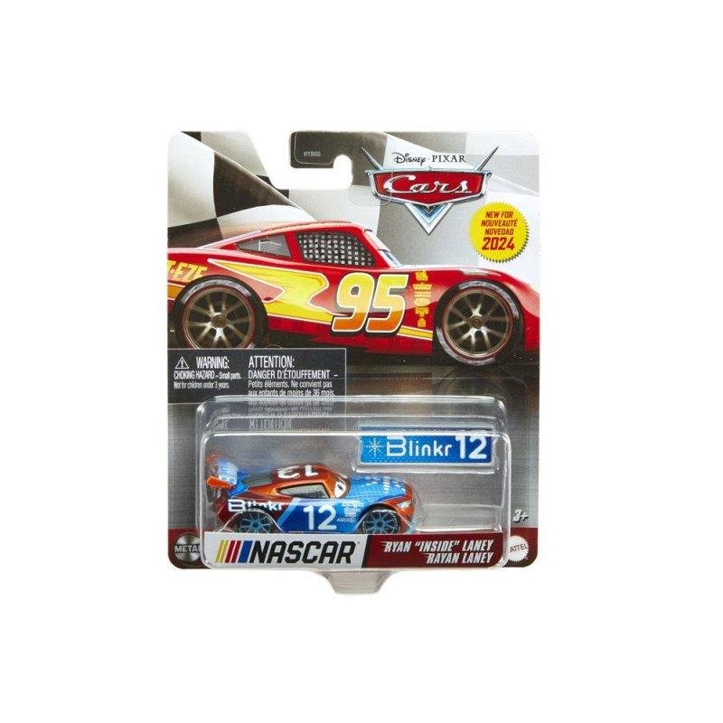 Detalle 2 de Coche de juguete Disney Pixar Cars NASCAR 1/55 con barrera de pit stop