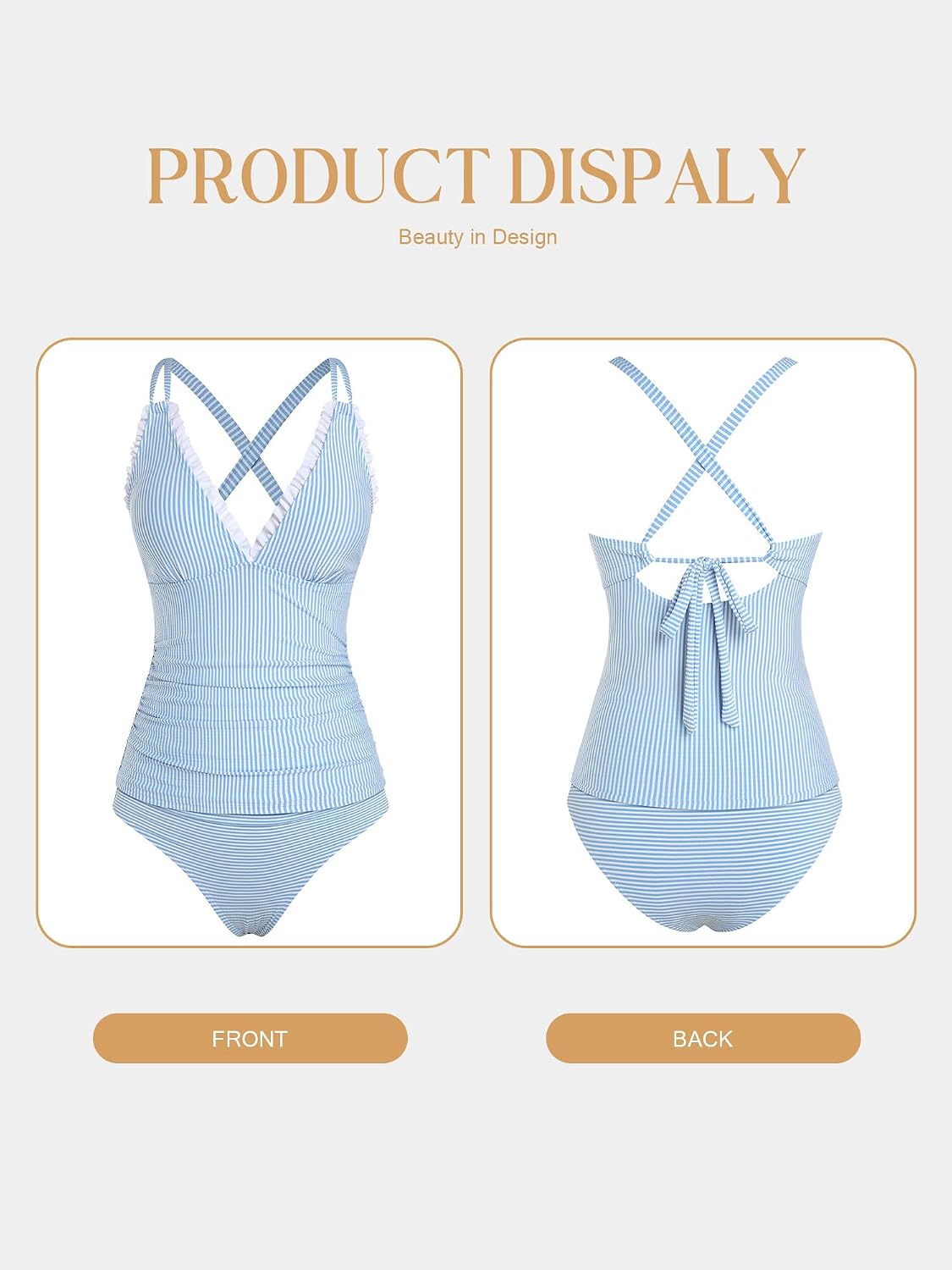 Thumbnail 5 de ZAFUL Smocked 2-Piece Tankini Swimsuit for Women with Tie-Back & Removable Padding