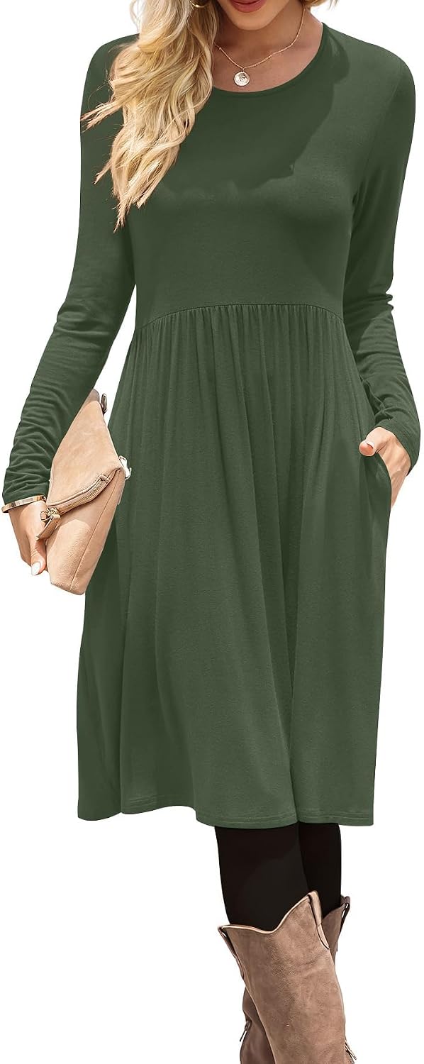 Detalle 1 de DB MOON Women Casual Long Sleeve Dress with Pockets