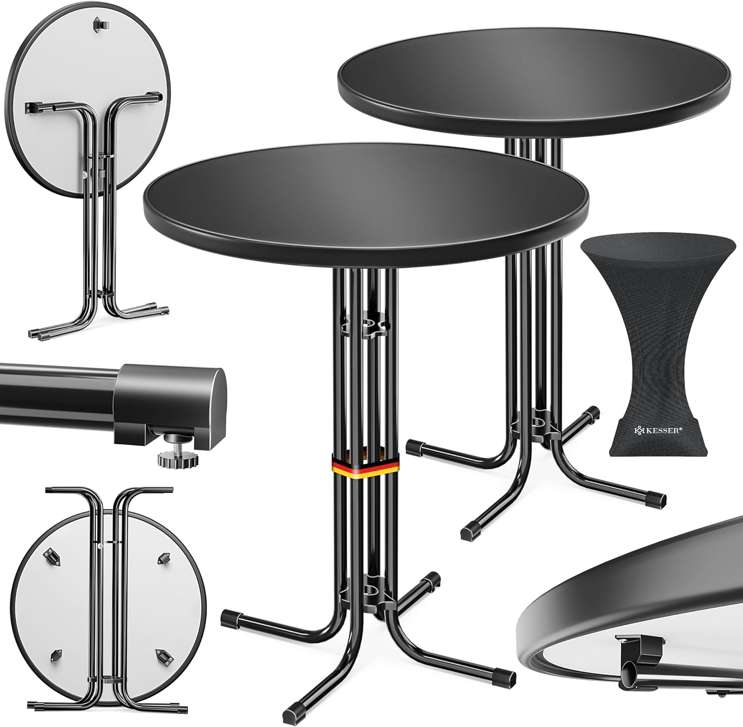 KESSER® Stehtisch klappbar 2er Set Ø70 cm rund – wetterfest, kompakt & flexibel einsetzbar