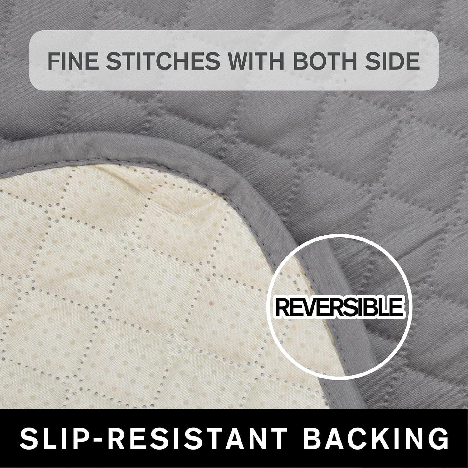 Detalle 2 de XINEAGE Quilted Sofa Covers 3 Seater (Light Grey) – water resistant, reversible sofa protector with elastic straps
