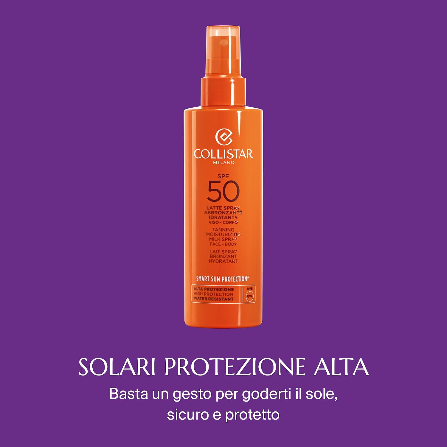Detalle de Collistar Latte Spray Abbronzante Idratante SPF 50+ (200 ml) — protezione viso e corpo water resistant